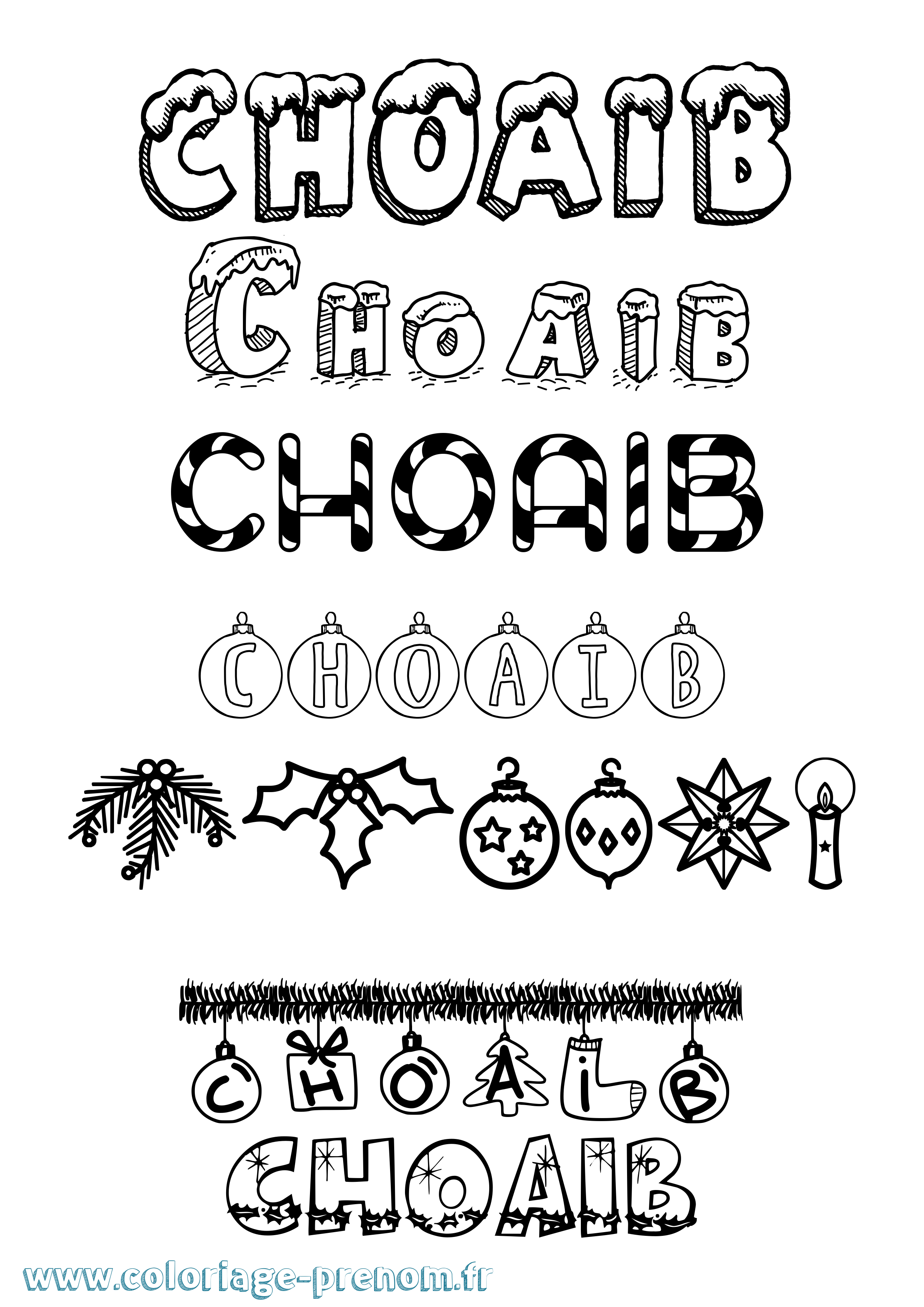 Coloriage Choaib Noël Coloriage prénom Choaib Noël