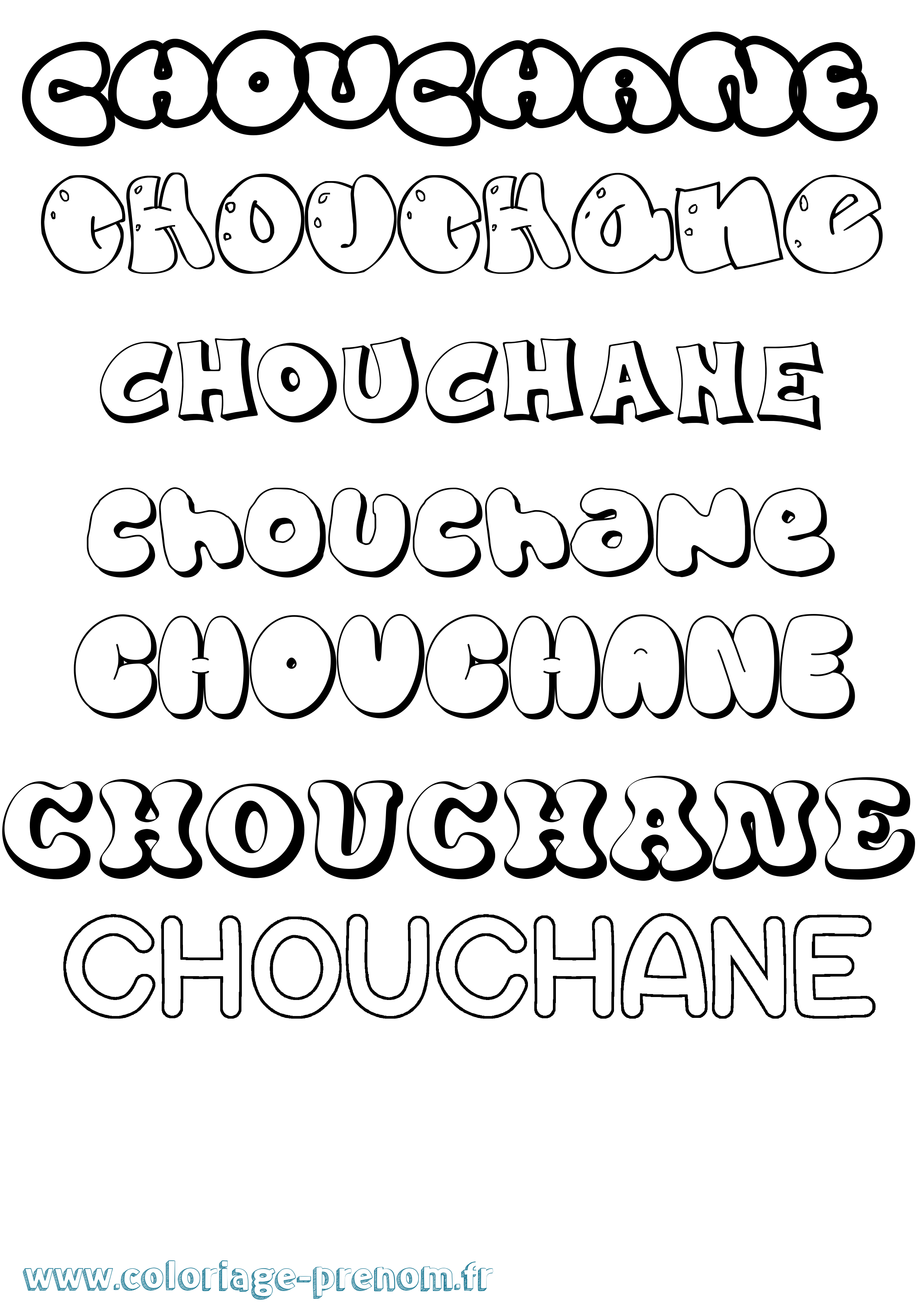 Coloriage Chouchane Bubble Coloriage prénom Chouchane Bubble