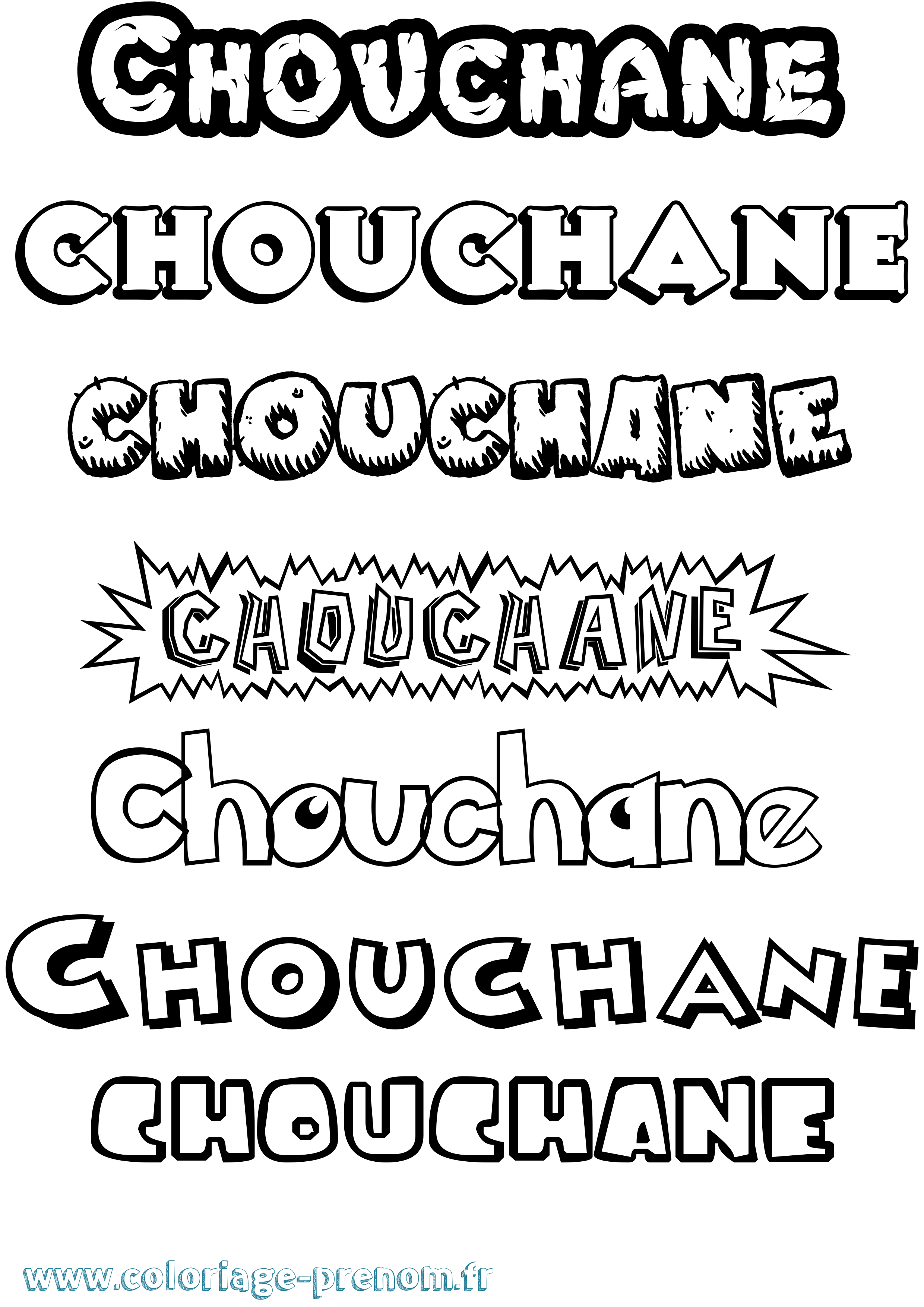 Coloriage Chouchane Dessin Animé Coloriage prénom Chouchane Dessin Animé