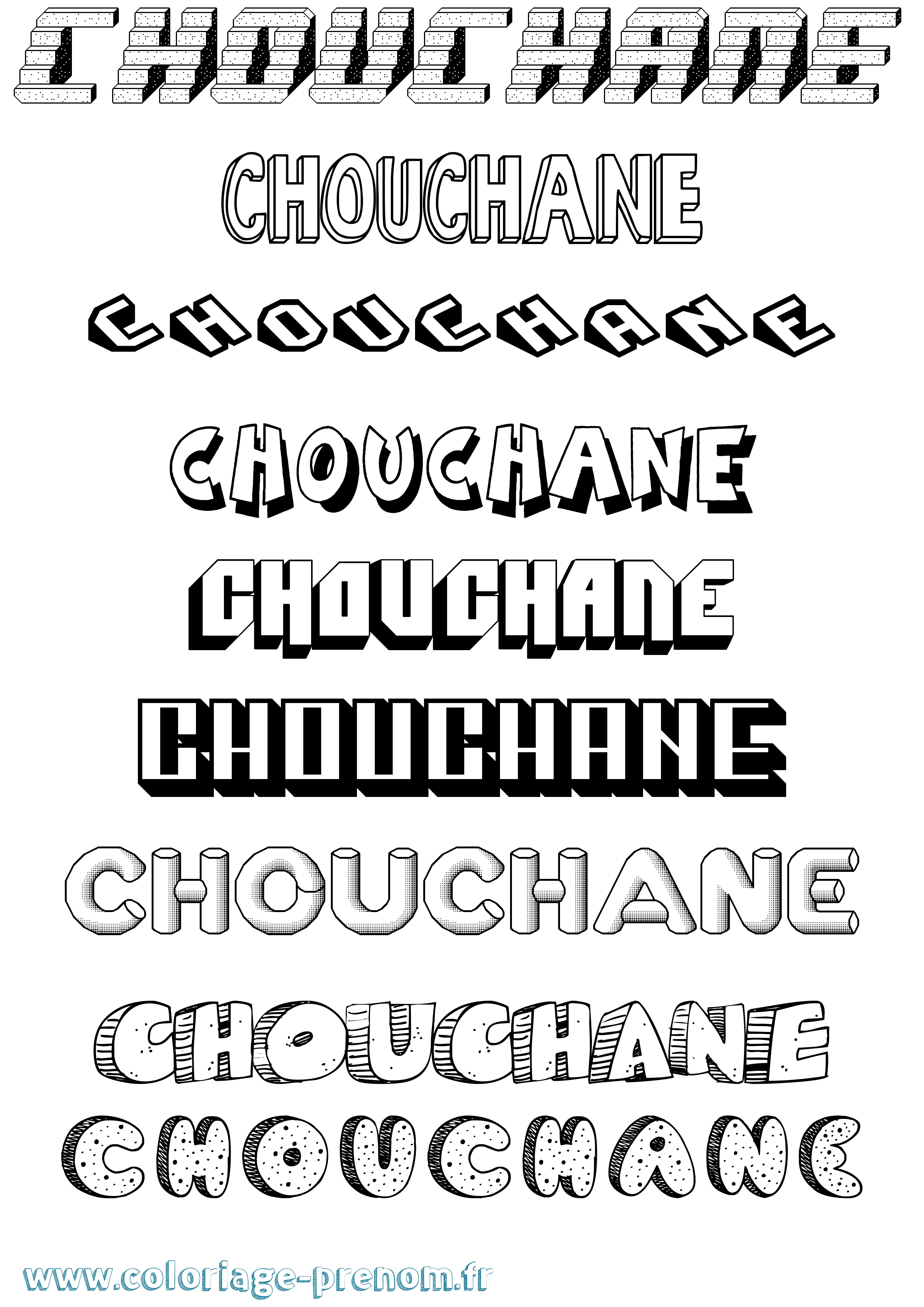 Coloriage Chouchane Effet 3D Coloriage prénom Chouchane Effet 3D