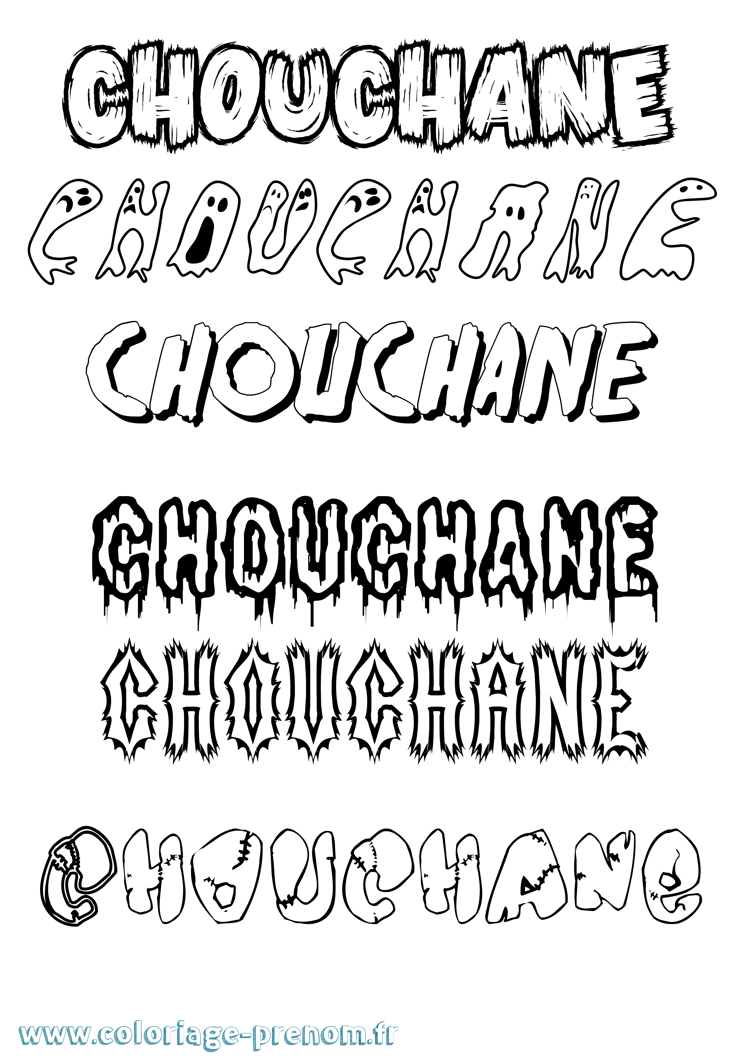 Coloriage Chouchane Frisson Coloriage prénom Chouchane Frisson