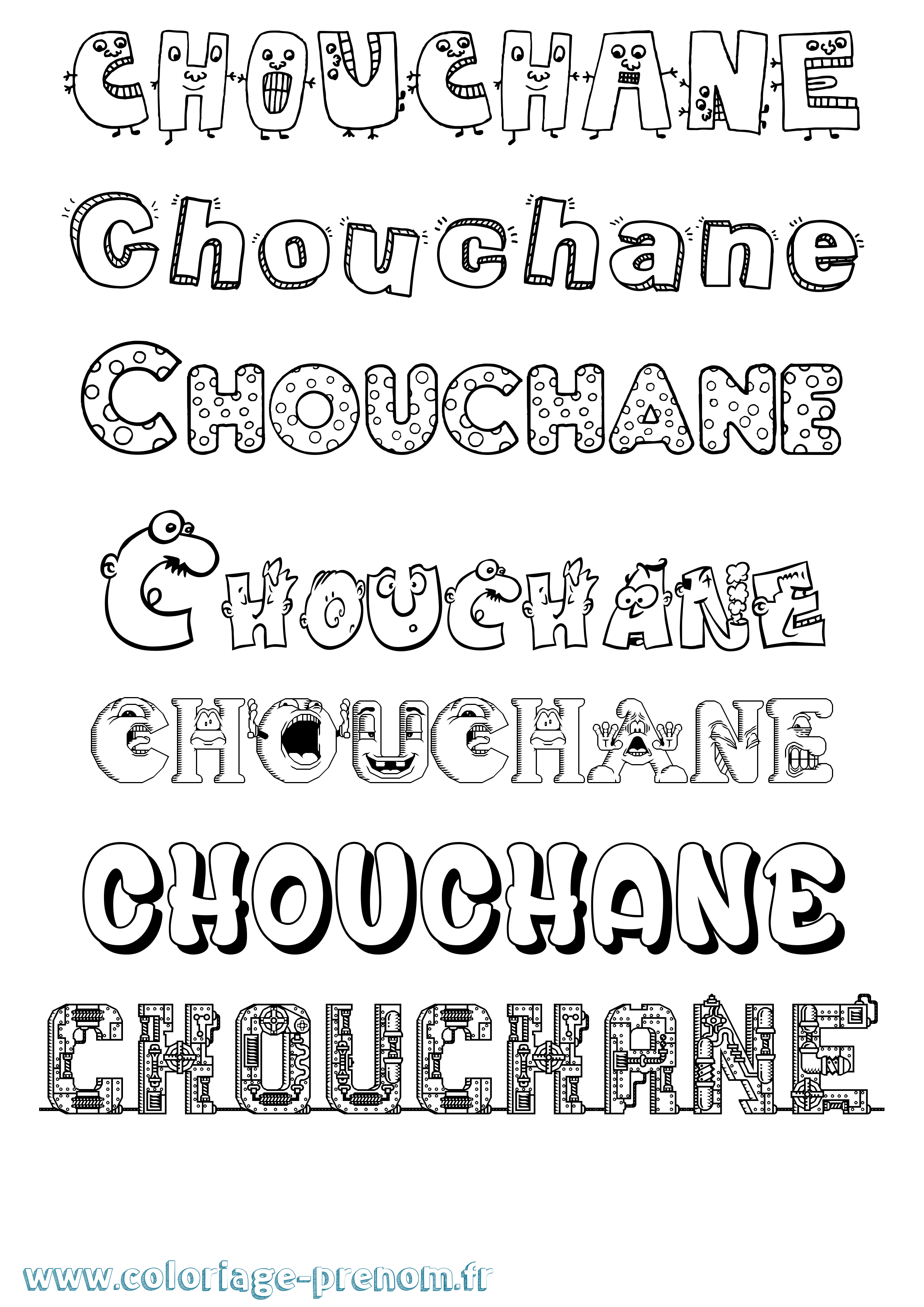 Coloriage Chouchane Fun Coloriage prénom Chouchane Fun