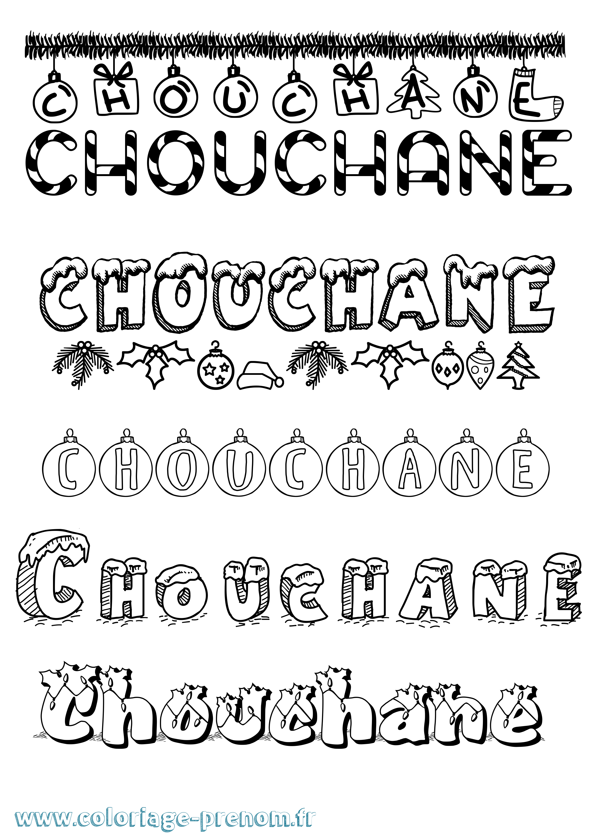 Coloriage Chouchane Noël Coloriage prénom Chouchane Noël