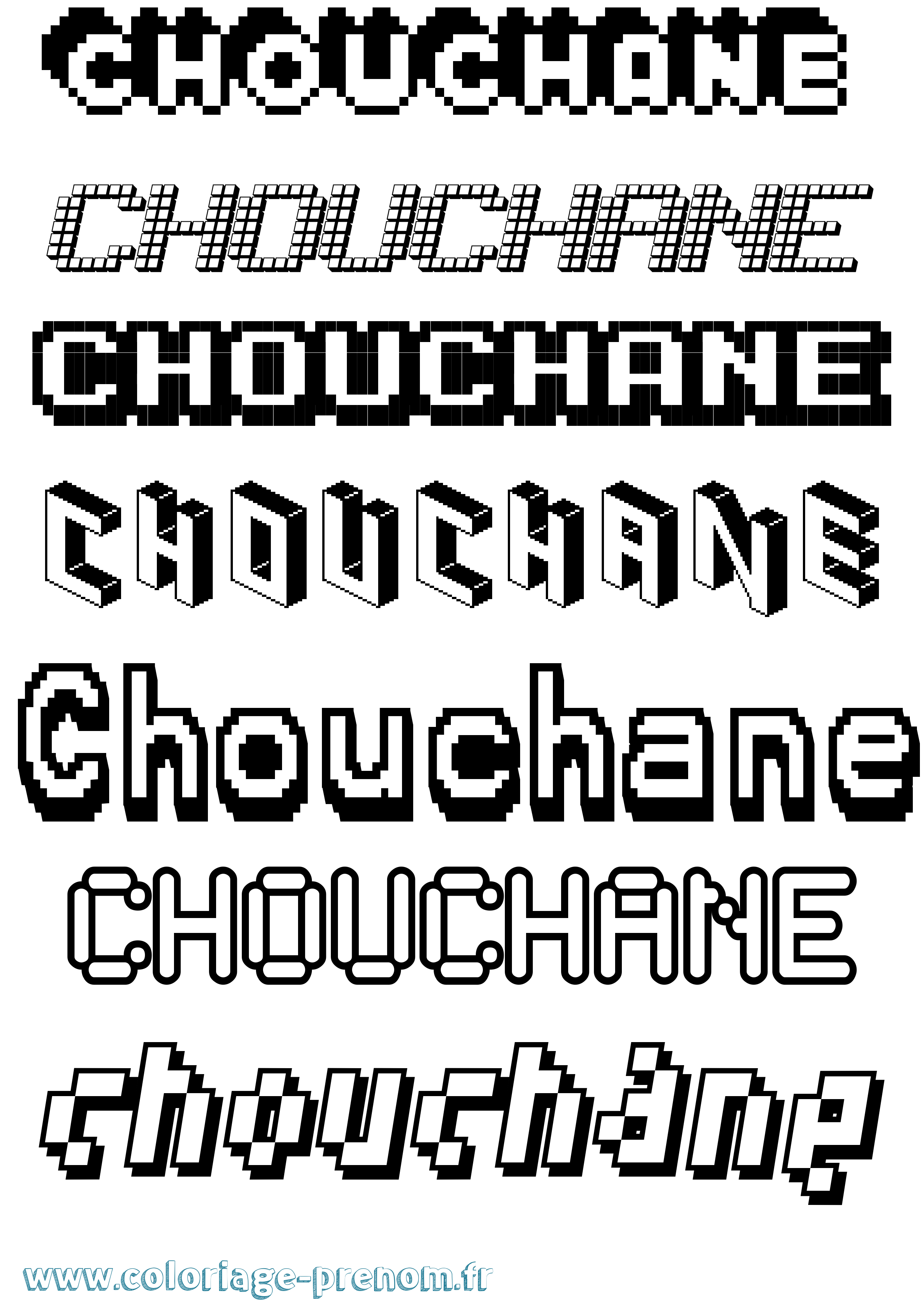 Coloriage Chouchane Pixel Coloriage prénom Chouchane Pixel