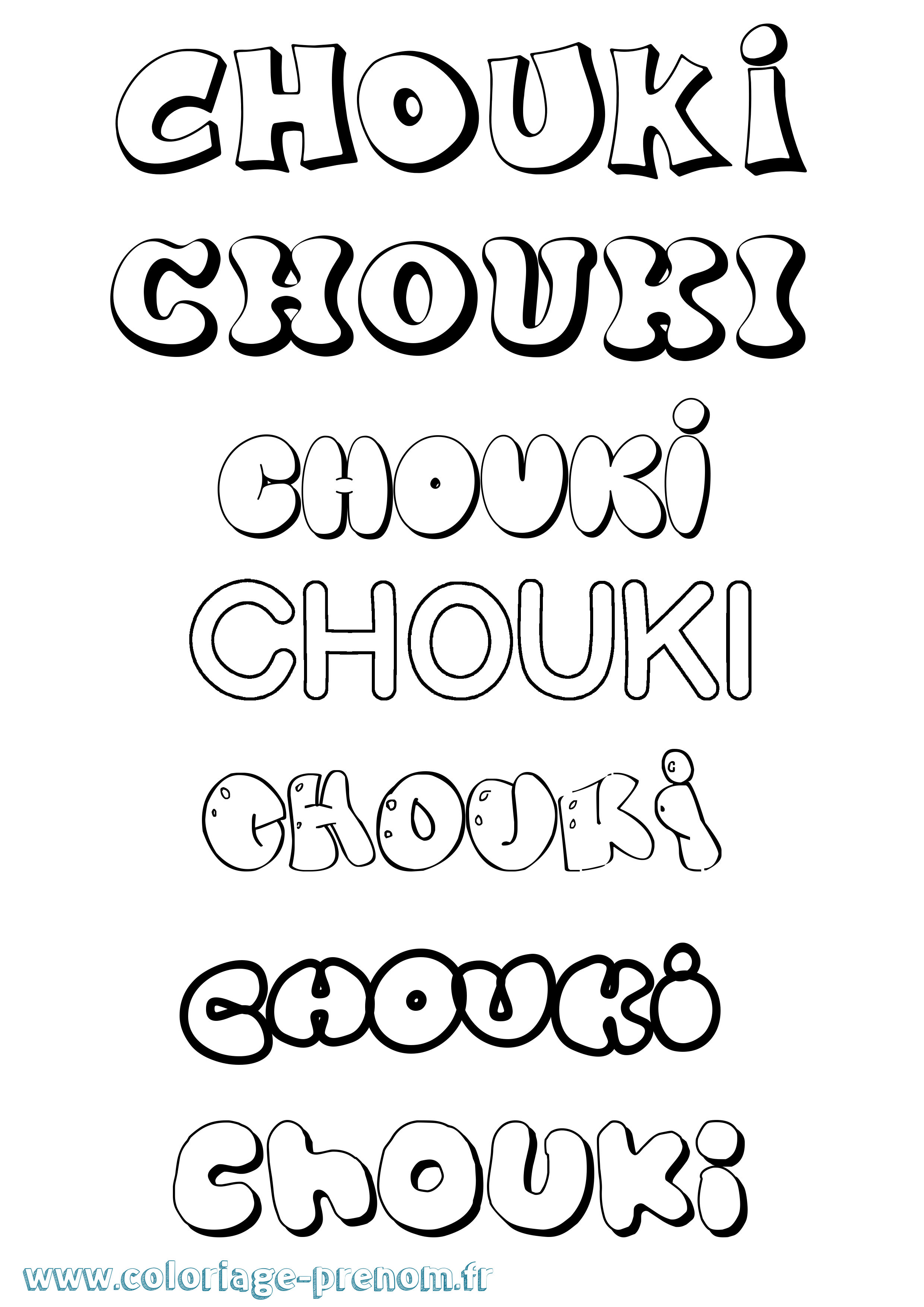 Coloriage Chouki Bubble Coloriage prénom Chouki Bubble