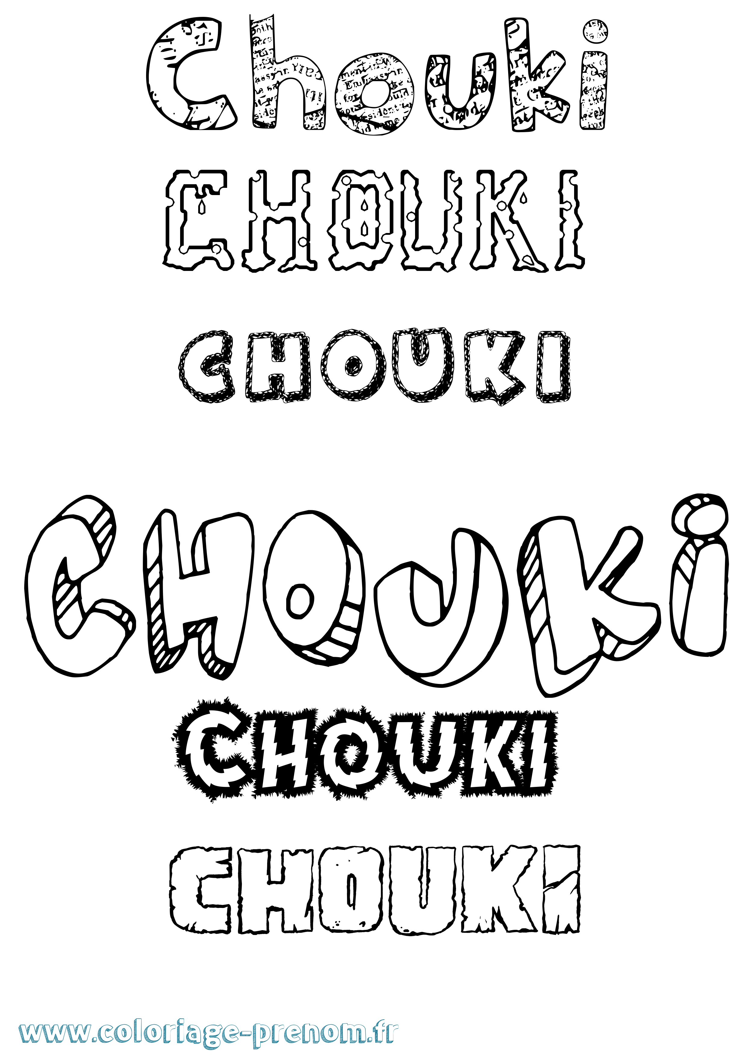 Coloriage Chouki Destructuré Coloriage prénom Chouki Destructuré