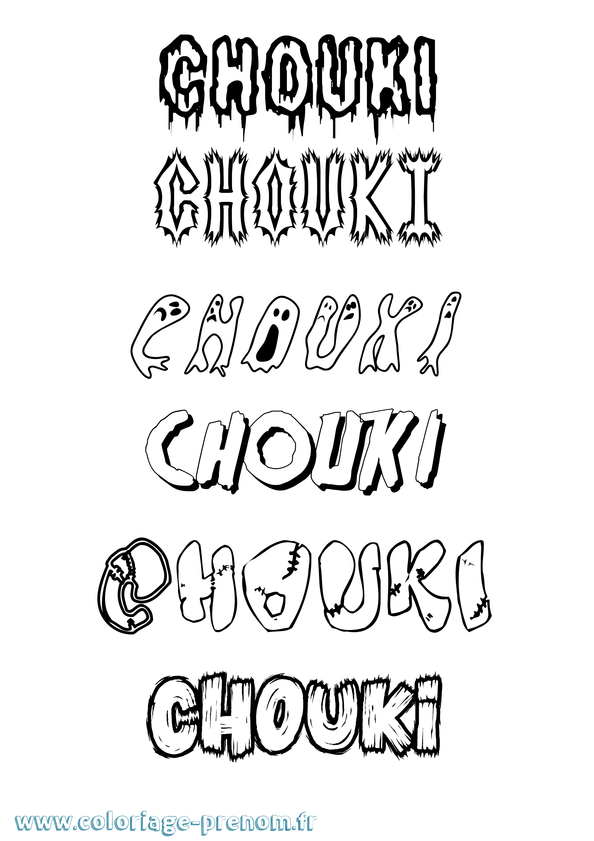 Coloriage Chouki Frisson Coloriage prénom Chouki Frisson