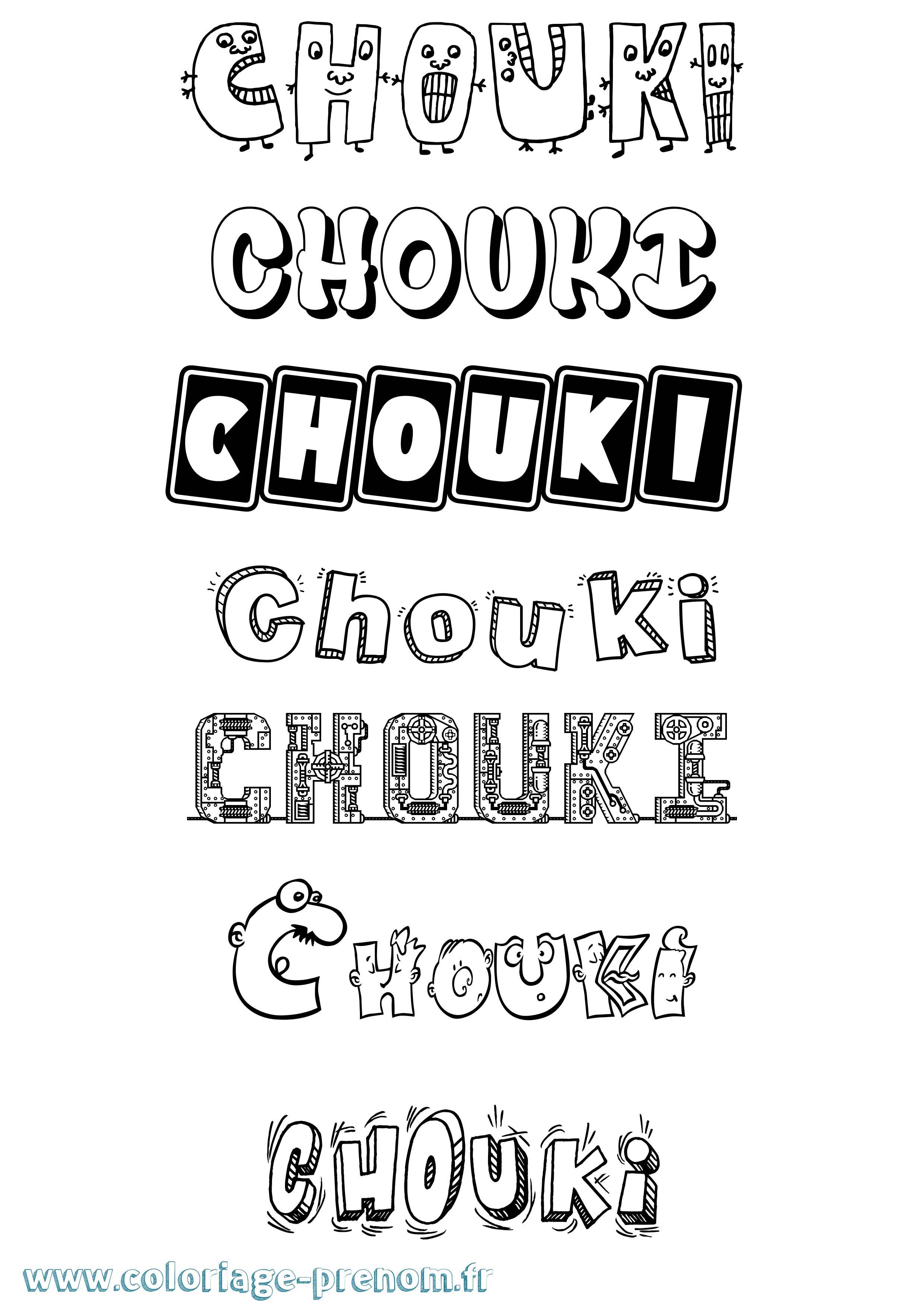 Coloriage Chouki Fun Coloriage prénom Chouki Fun
