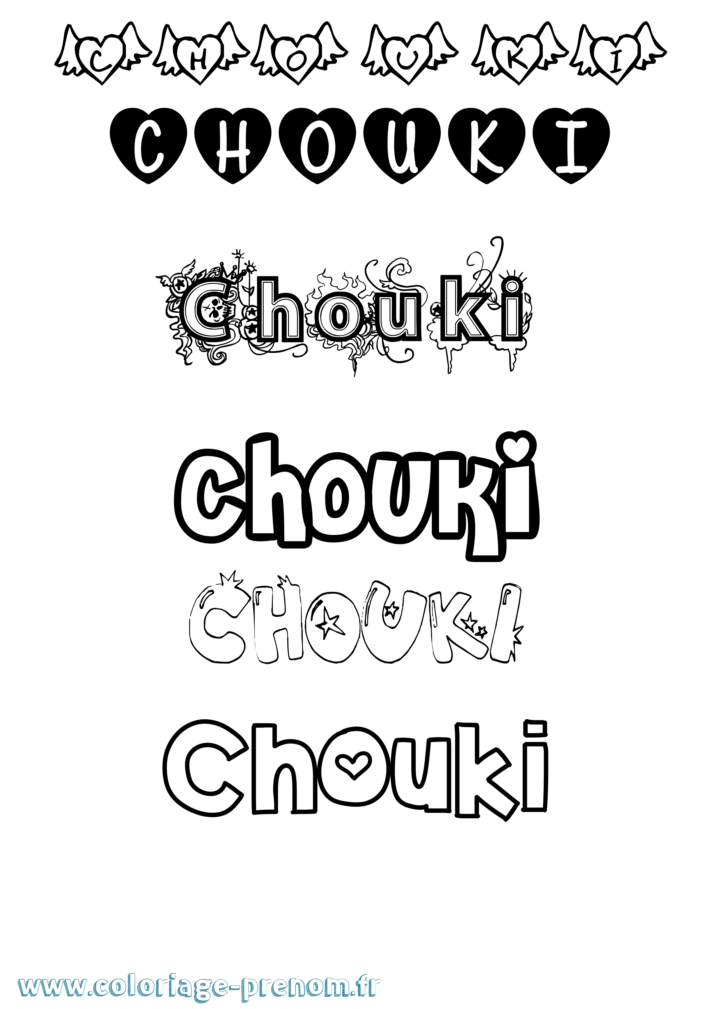 Coloriage Chouki Girly Coloriage prénom Chouki Girly
