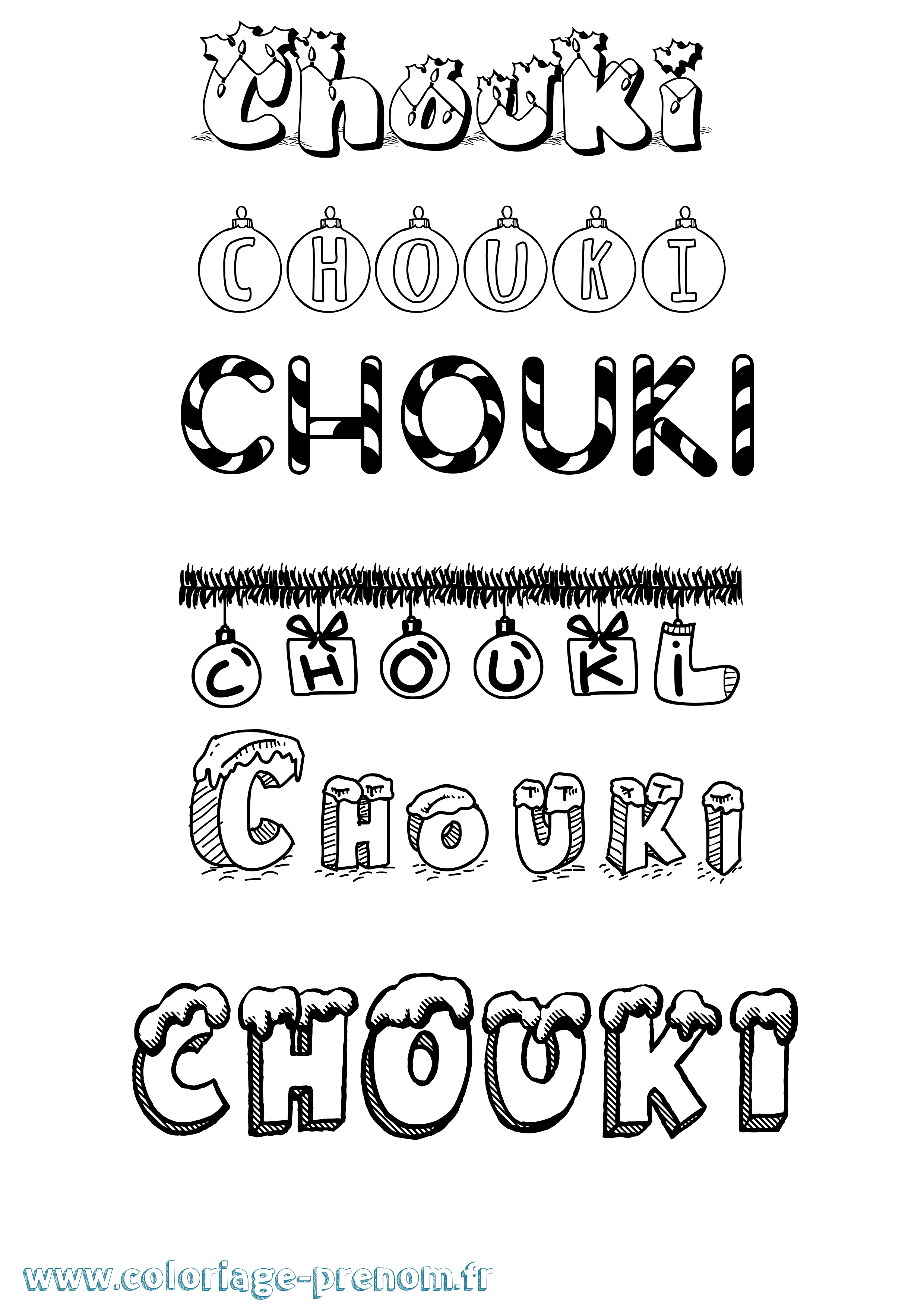 Coloriage Chouki Noël Coloriage prénom Chouki Noël