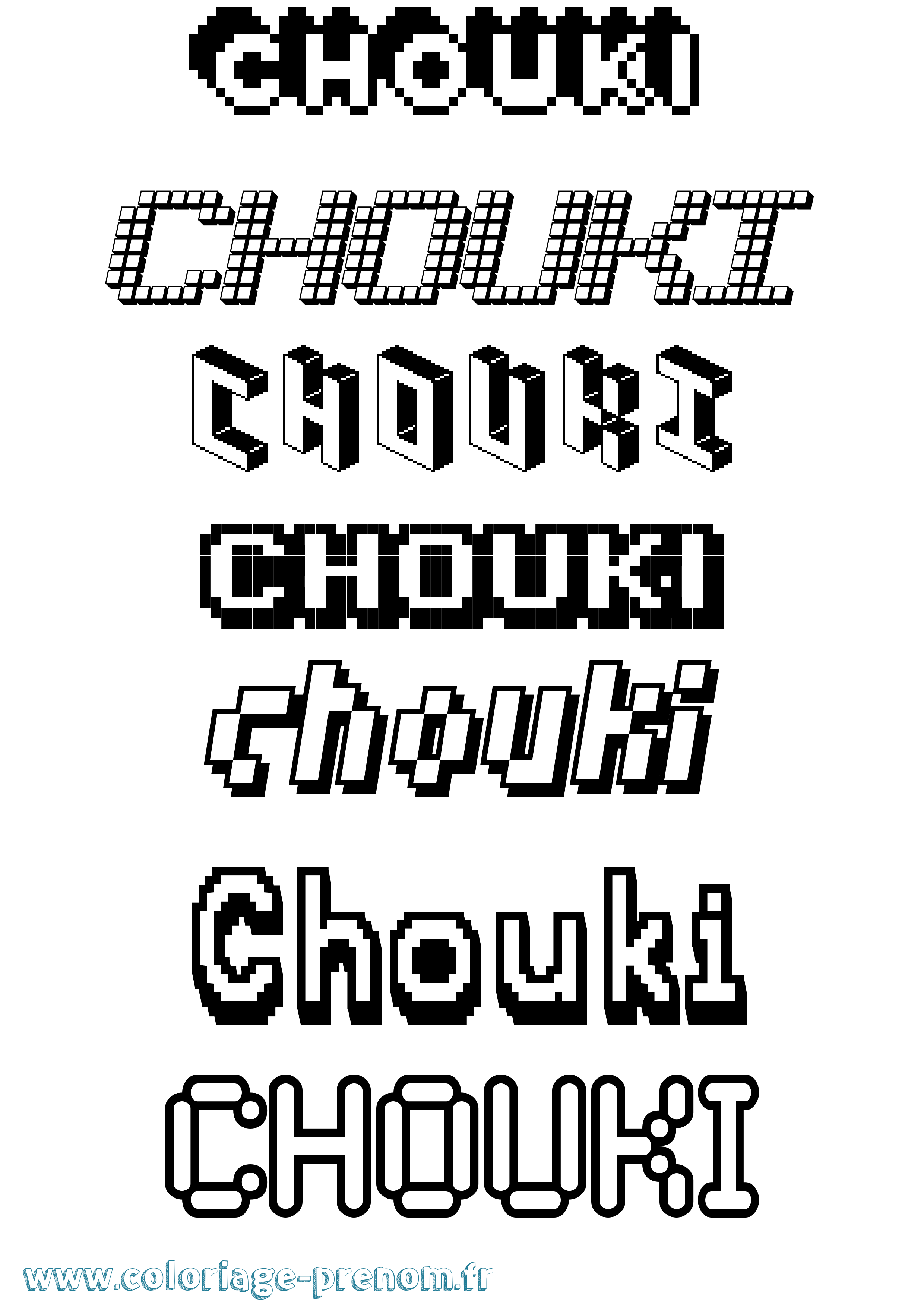 Coloriage Chouki Pixel Coloriage prénom Chouki Pixel