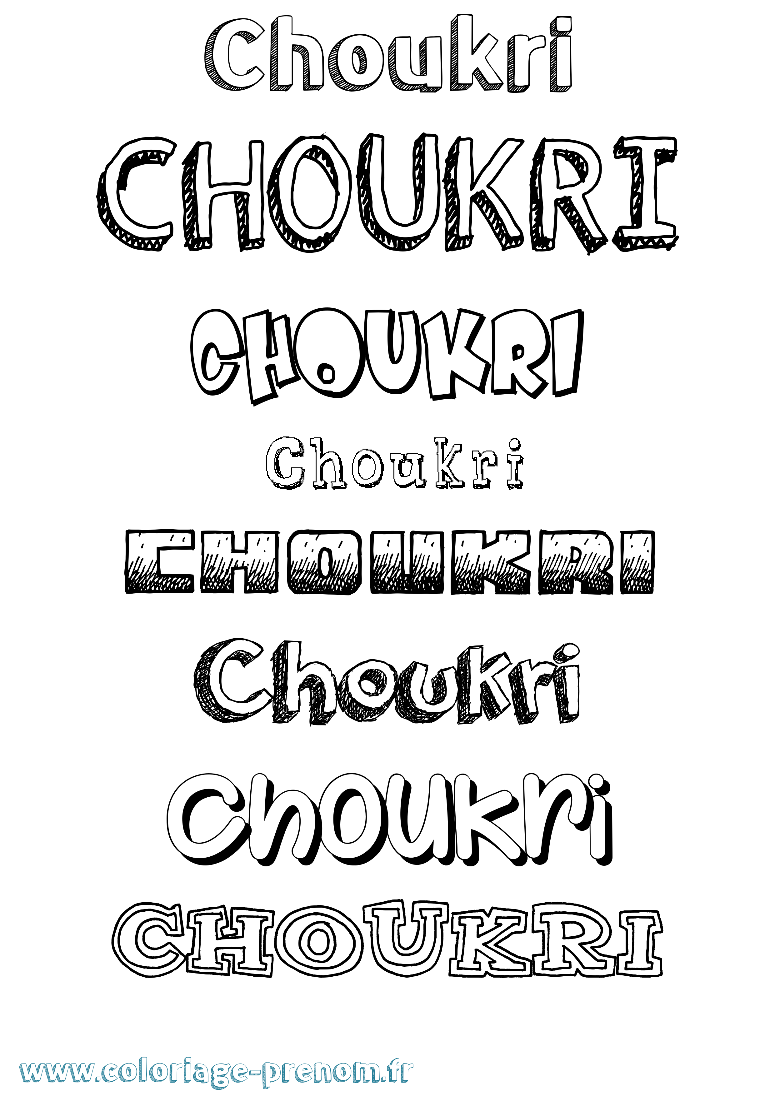 Coloriage Choukri Dessiné Coloriage prénom Choukri Dessiné