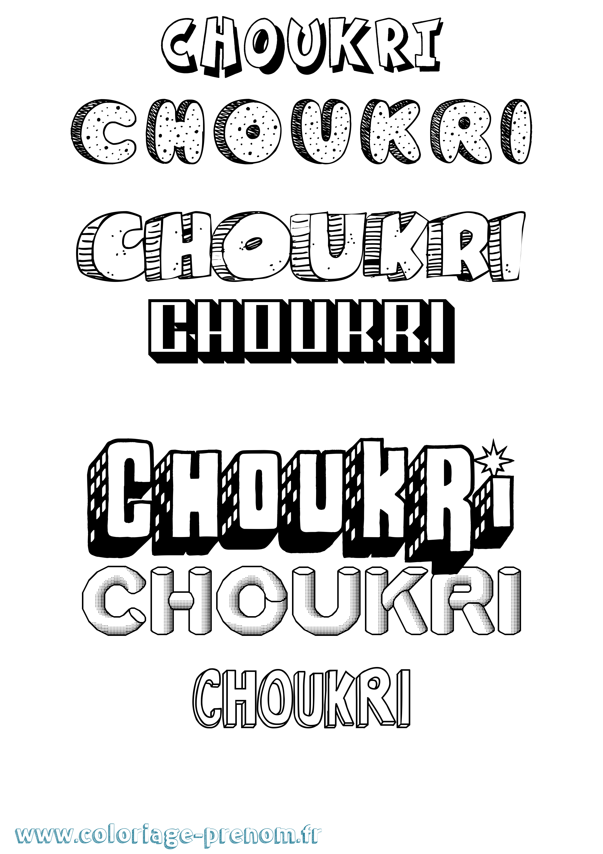 Coloriage Choukri Effet 3D Coloriage prénom Choukri Effet 3D