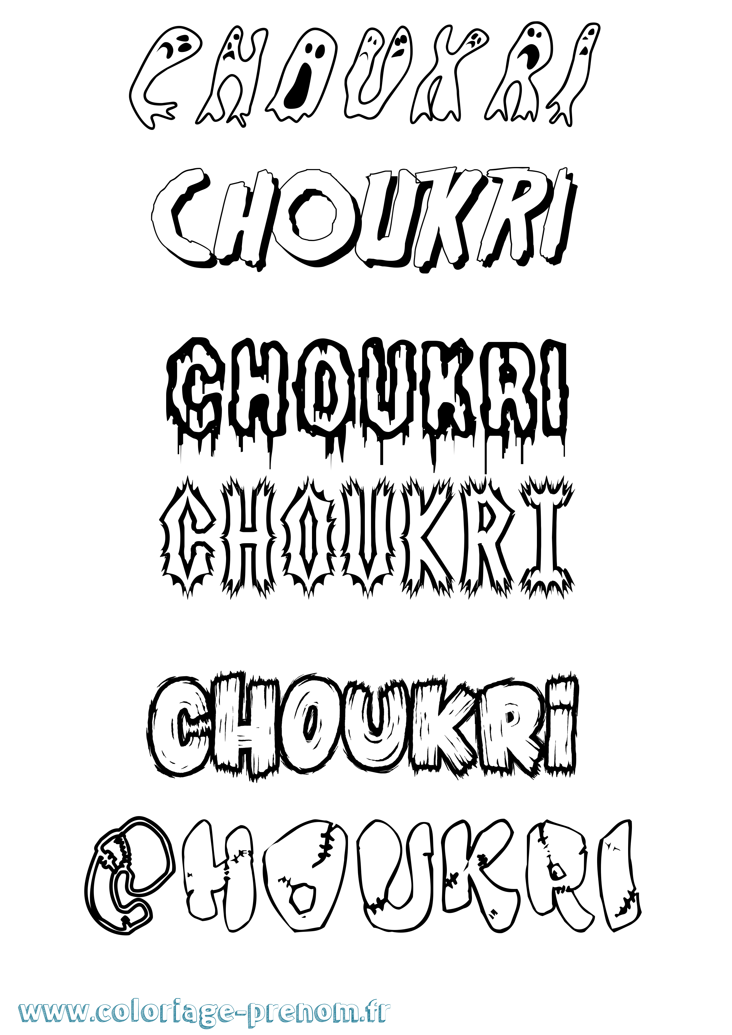Coloriage Choukri Frisson Coloriage prénom Choukri Frisson