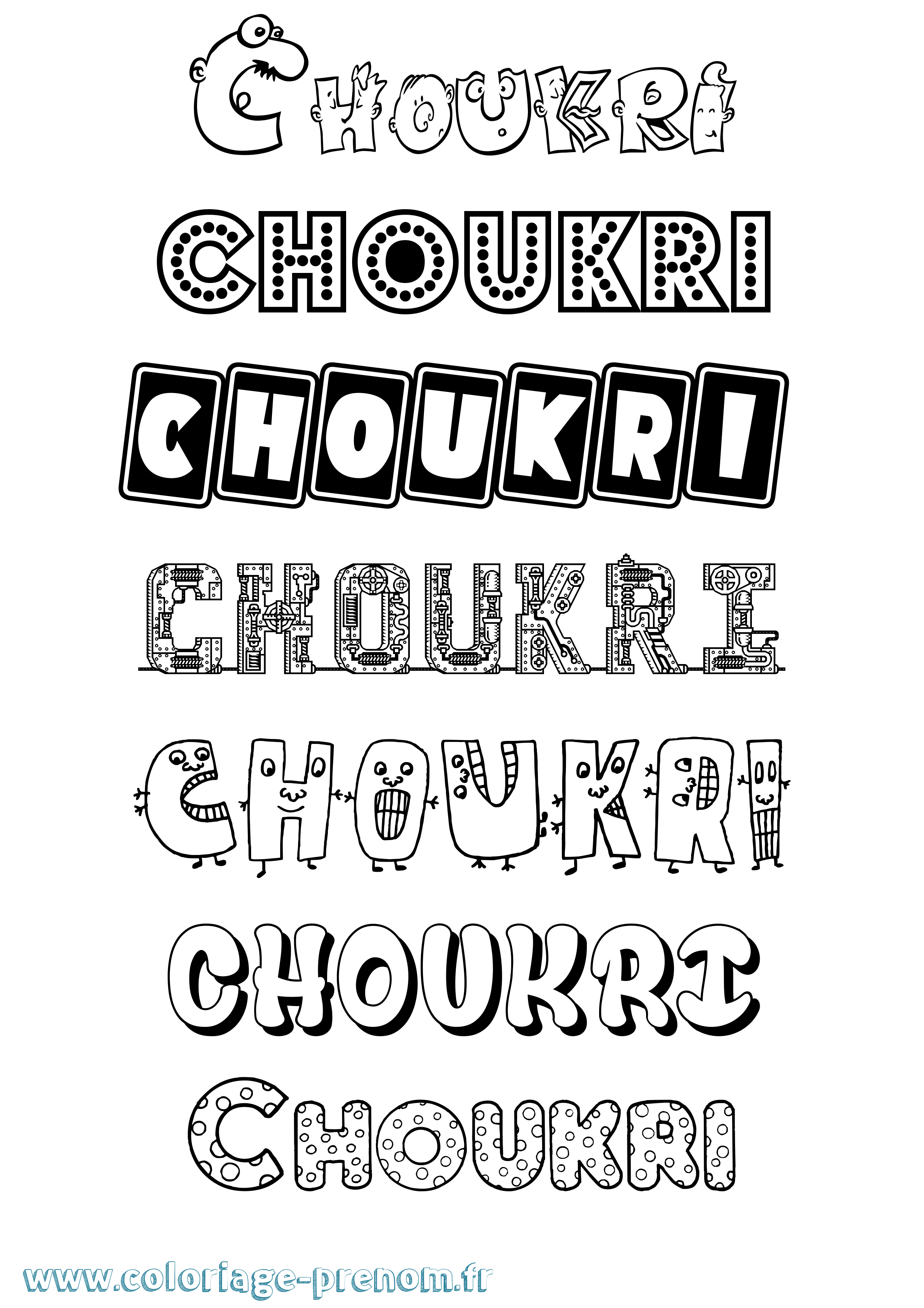 Coloriage Choukri Fun Coloriage prénom Choukri Fun