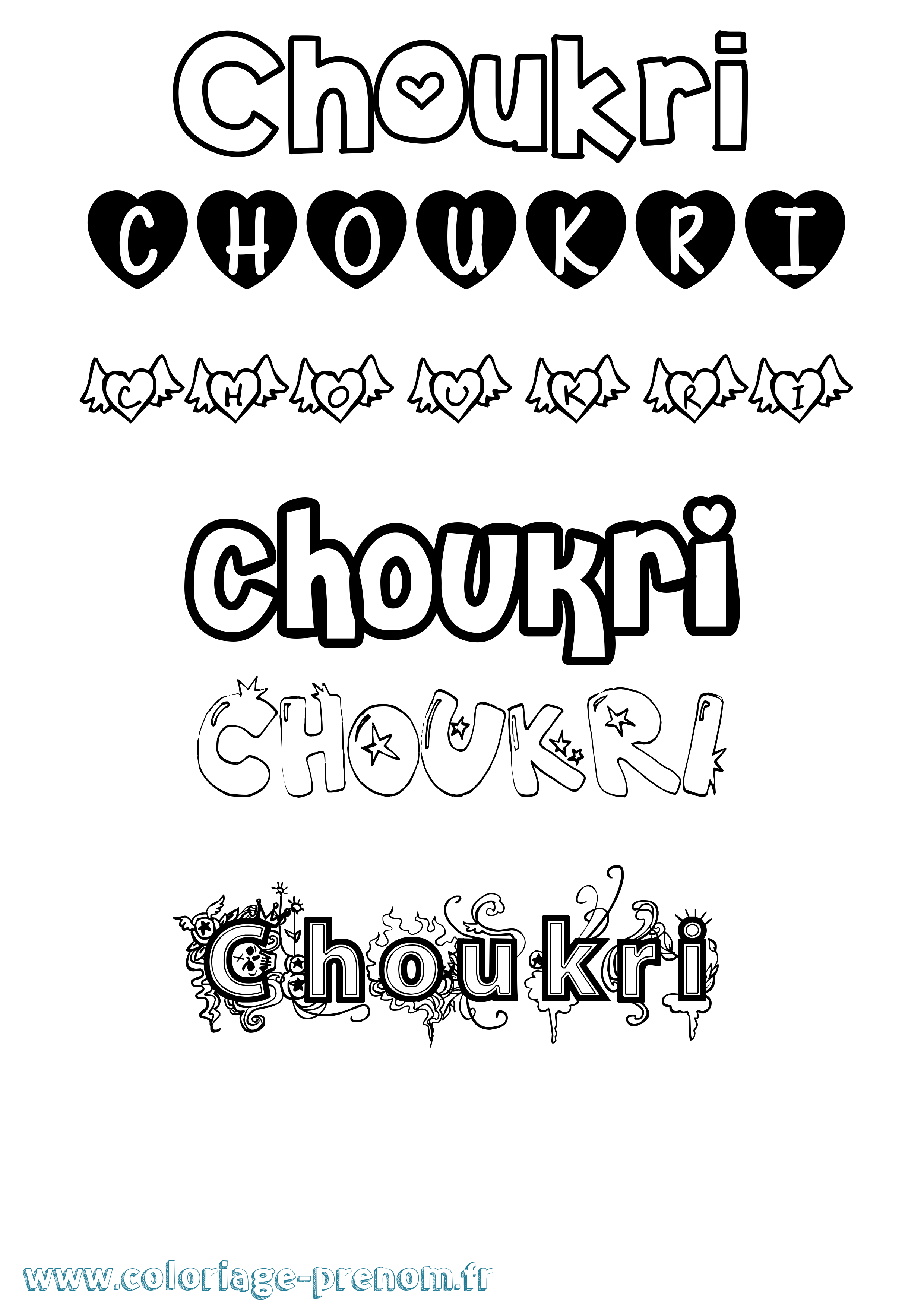 Coloriage Choukri Girly Coloriage prénom Choukri Girly