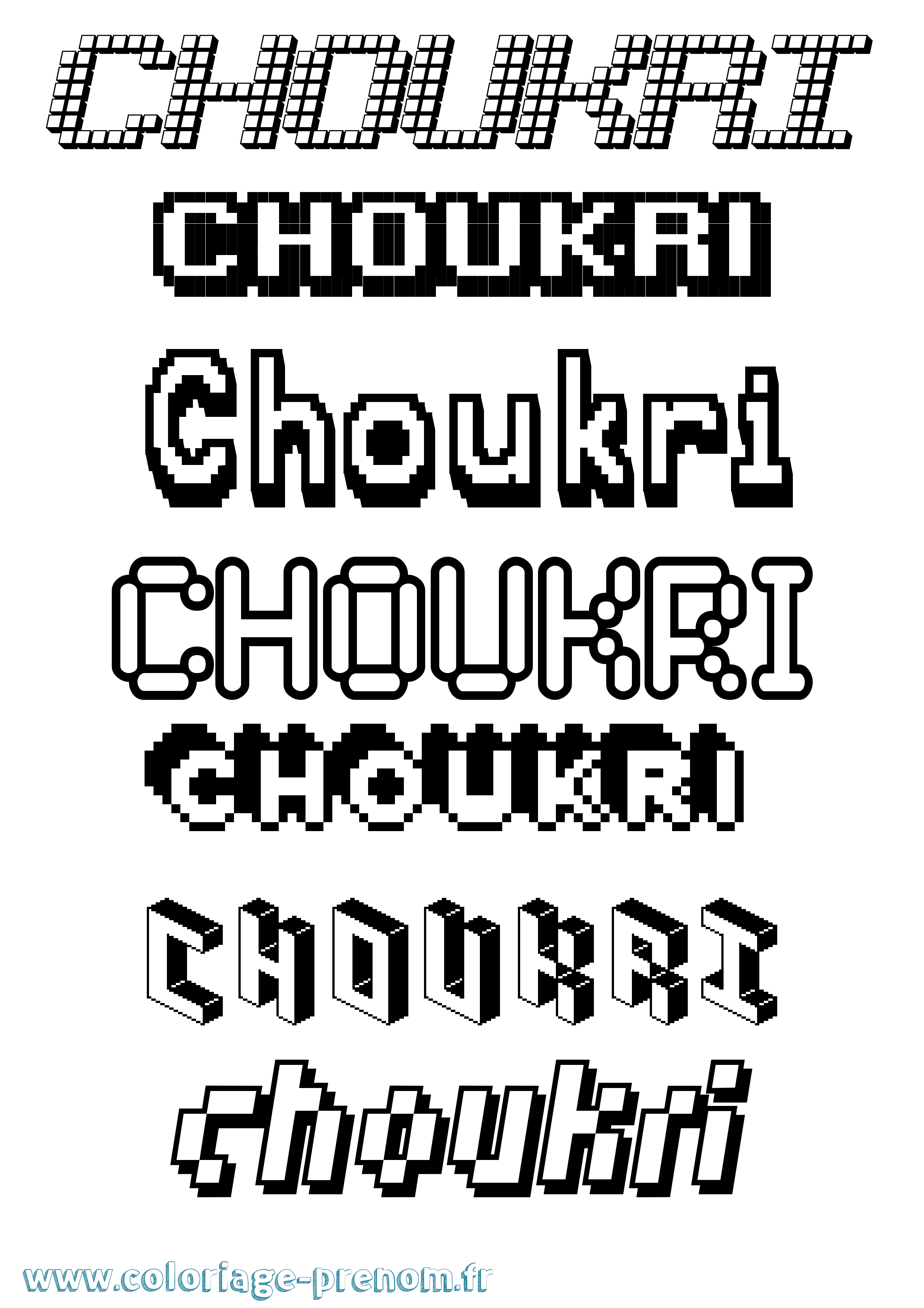 Coloriage Choukri Pixel Coloriage prénom Choukri Pixel