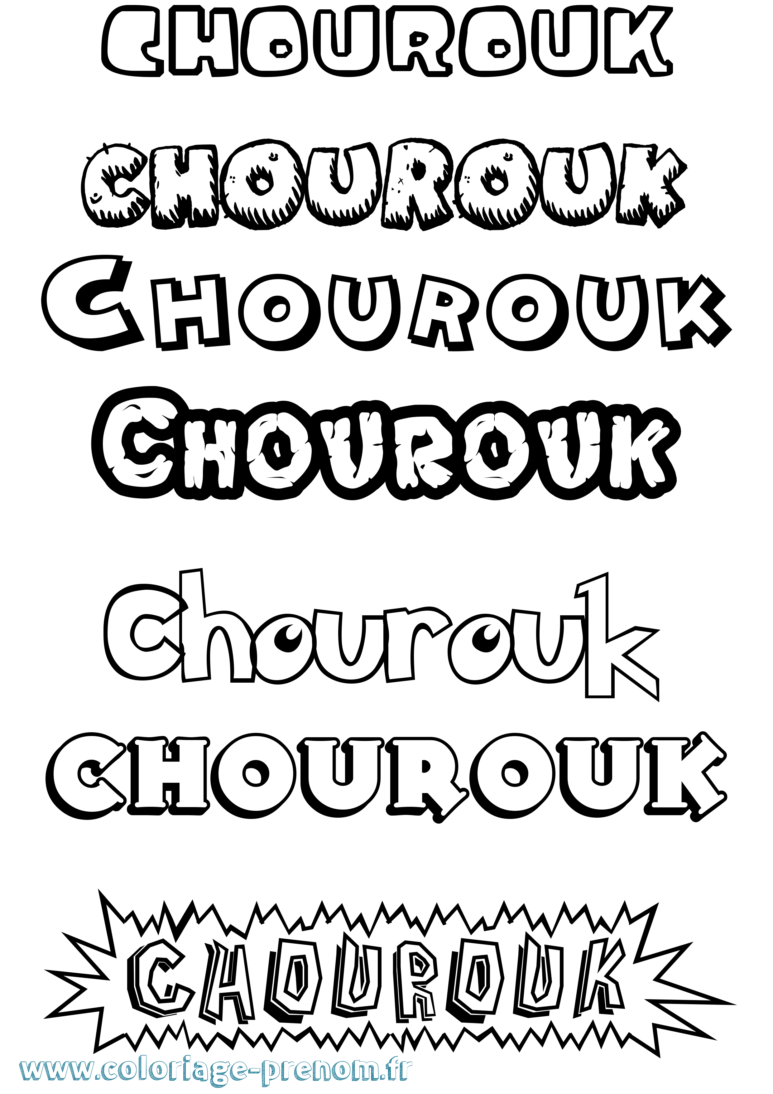Coloriage Chourouk Dessin Animé Coloriage prénom Chourouk Dessin Animé