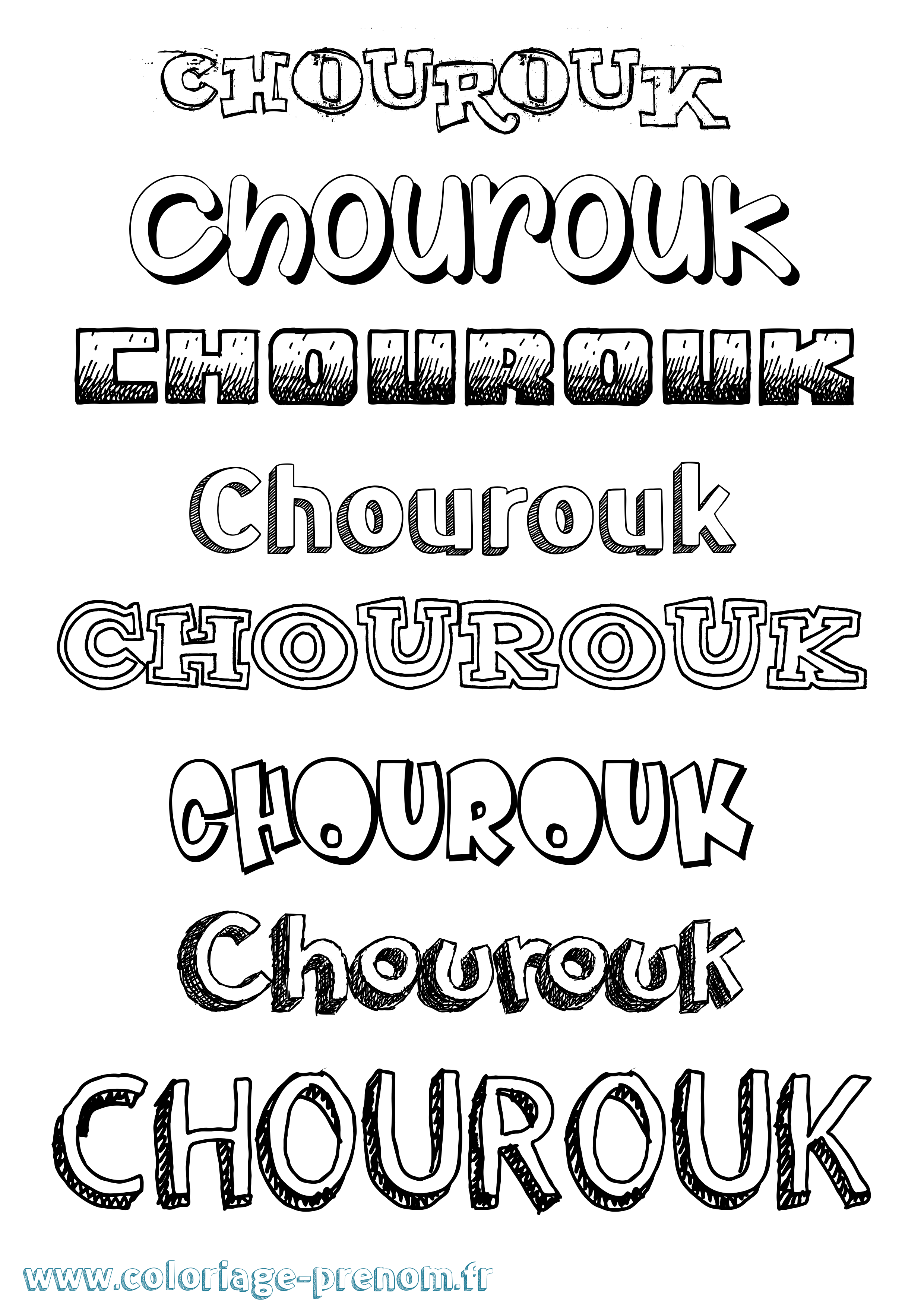 Coloriage Chourouk Dessiné Coloriage prénom Chourouk Dessiné