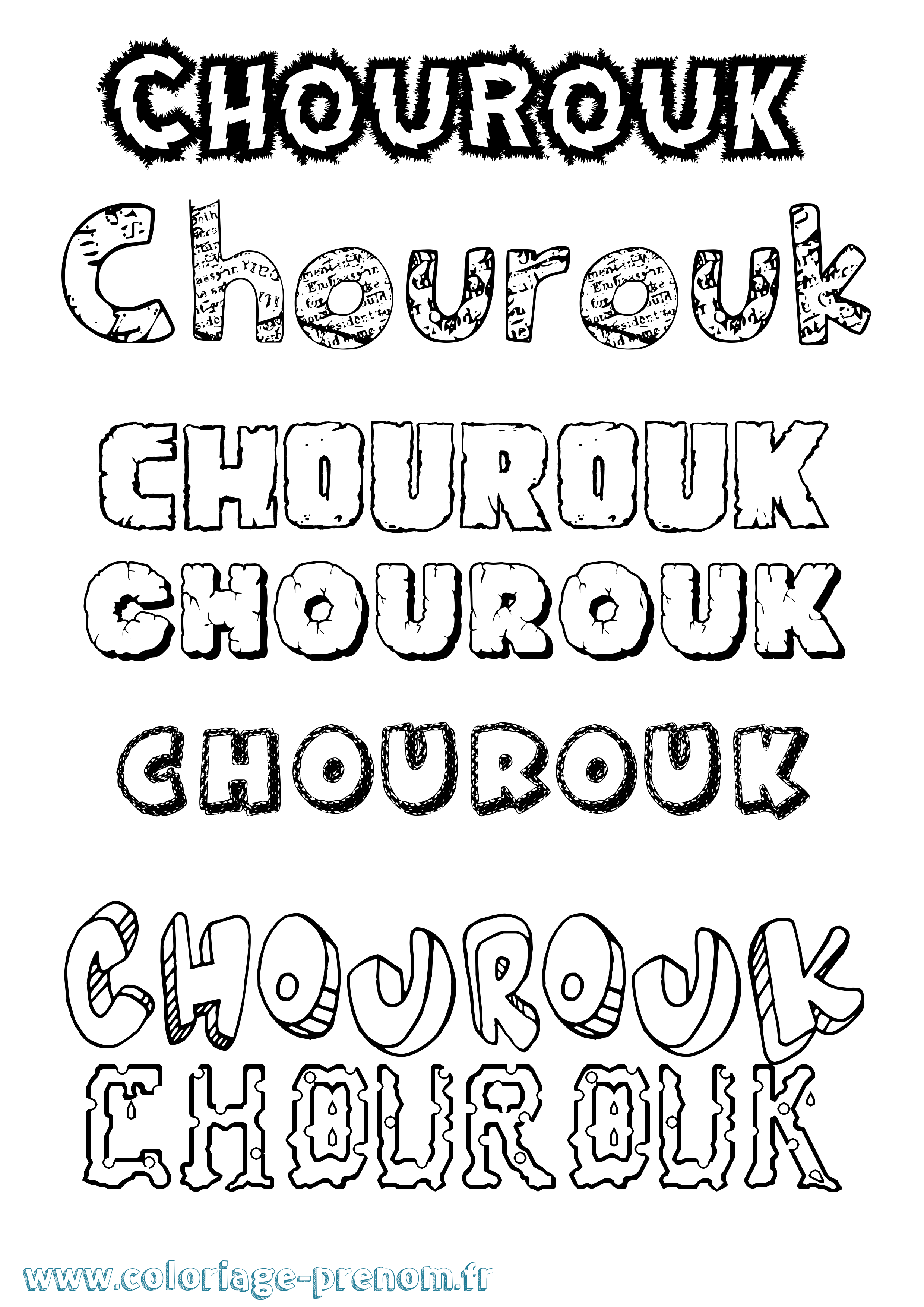 Coloriage Chourouk Destructuré Coloriage prénom Chourouk Destructuré
