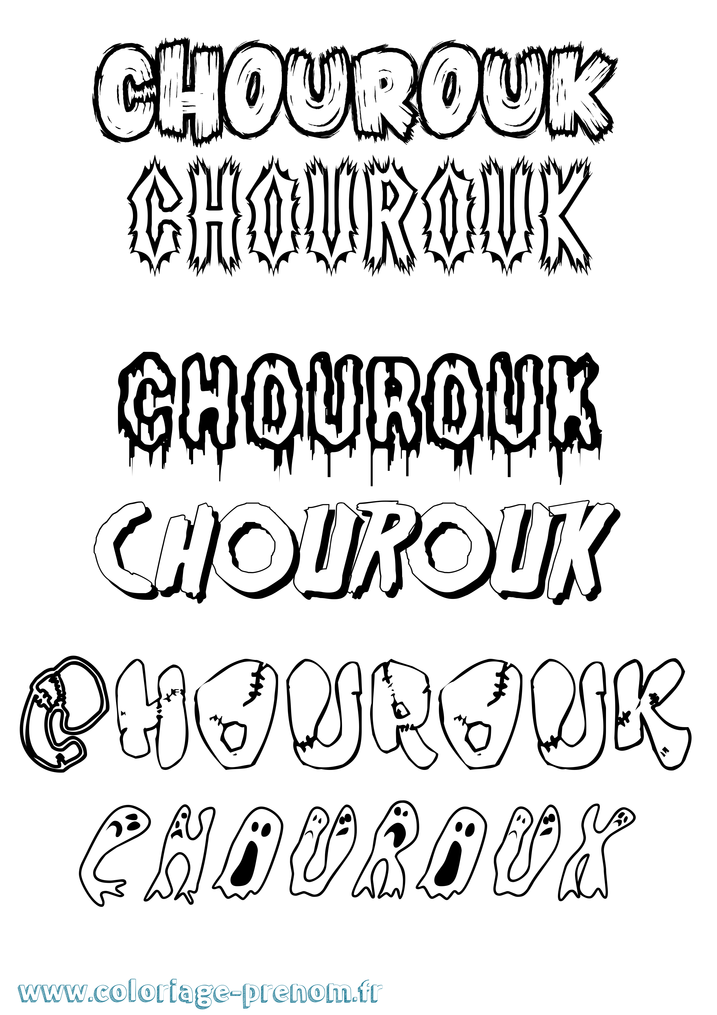 Coloriage Chourouk Frisson Coloriage prénom Chourouk Frisson