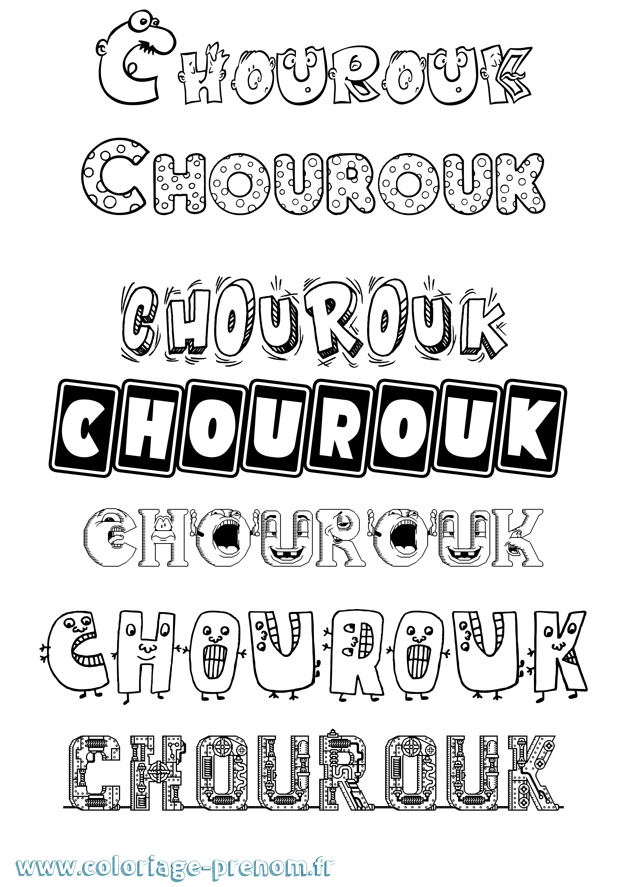 Coloriage Chourouk Fun Coloriage prénom Chourouk Fun