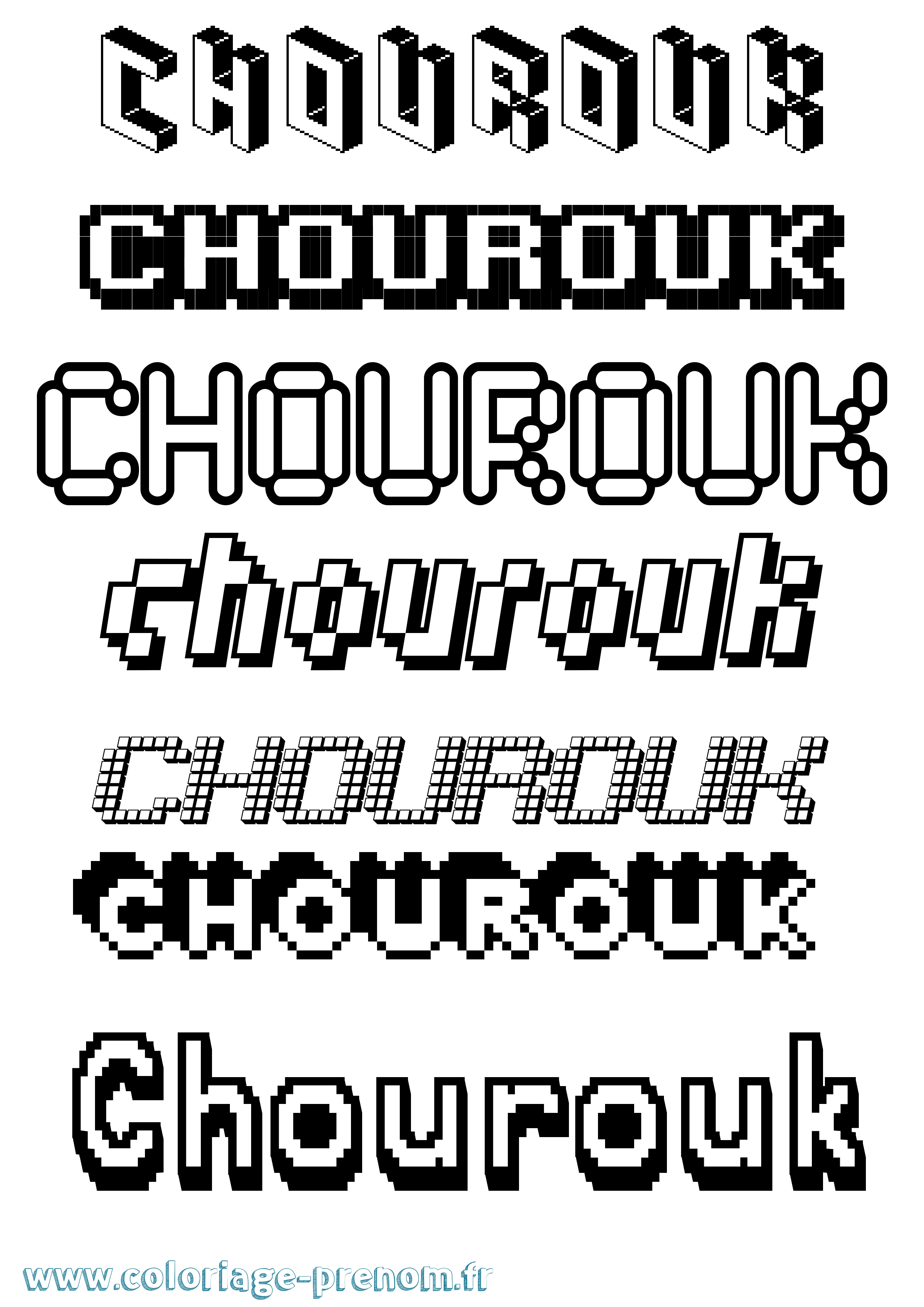 Coloriage Chourouk Pixel Coloriage prénom Chourouk Pixel