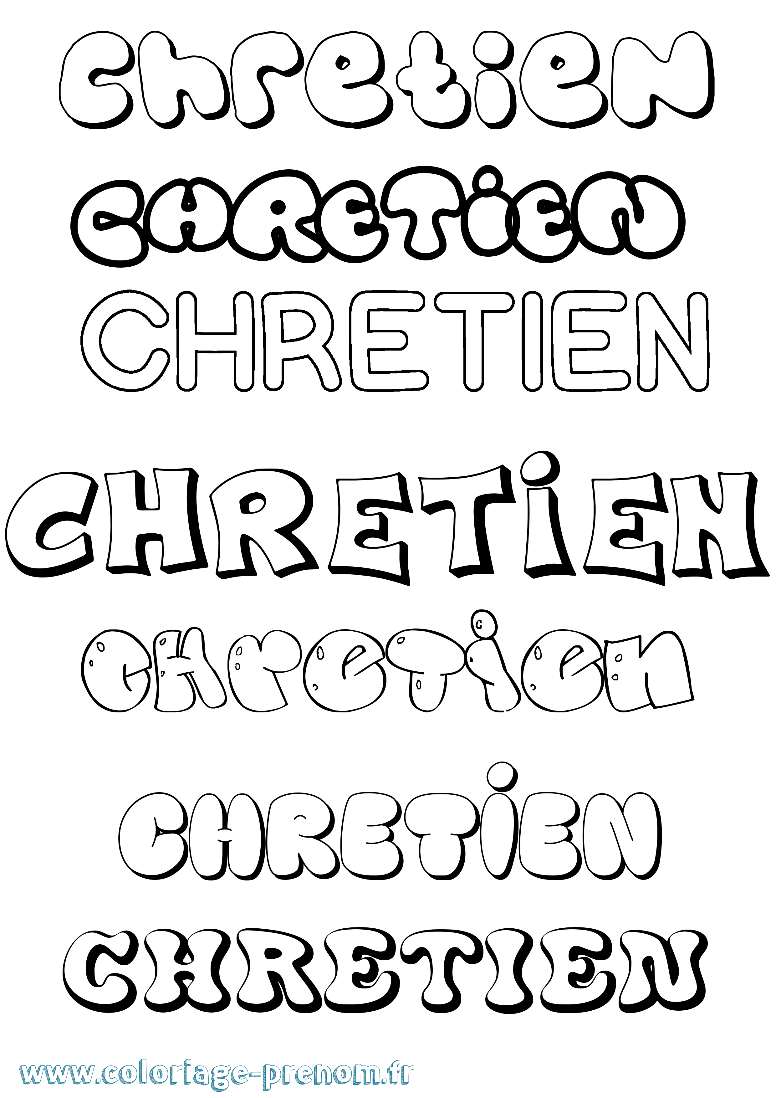 Coloriage Chretien Bubble Coloriage prénom Chretien Bubble