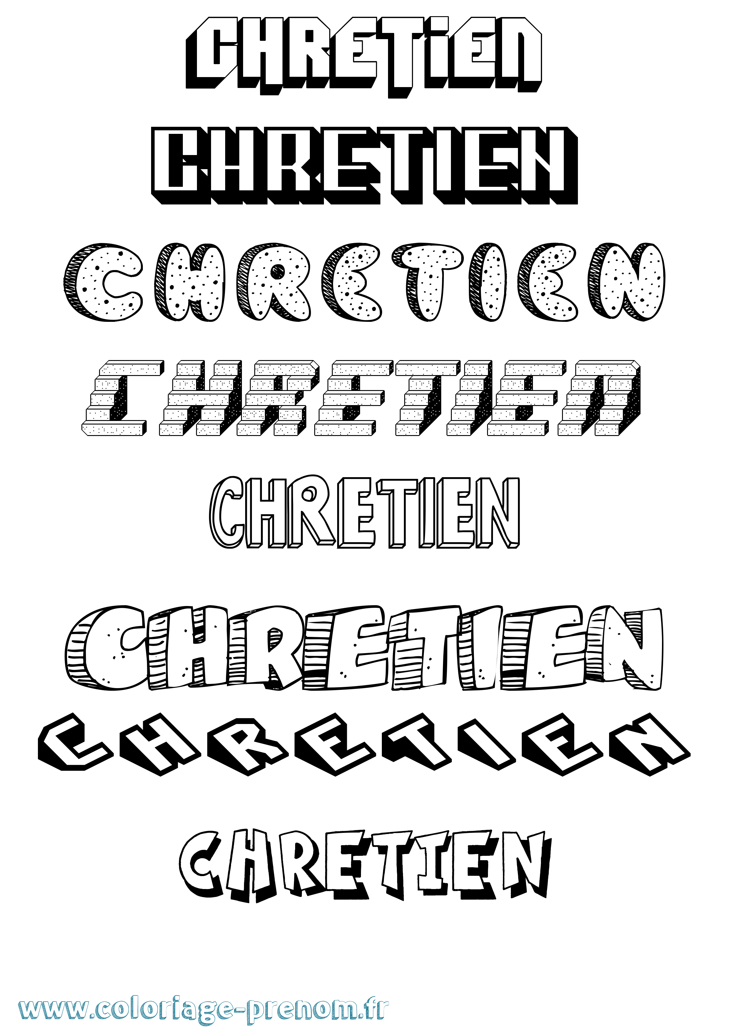 Coloriage Chretien Effet 3D Coloriage prénom Chretien Effet 3D