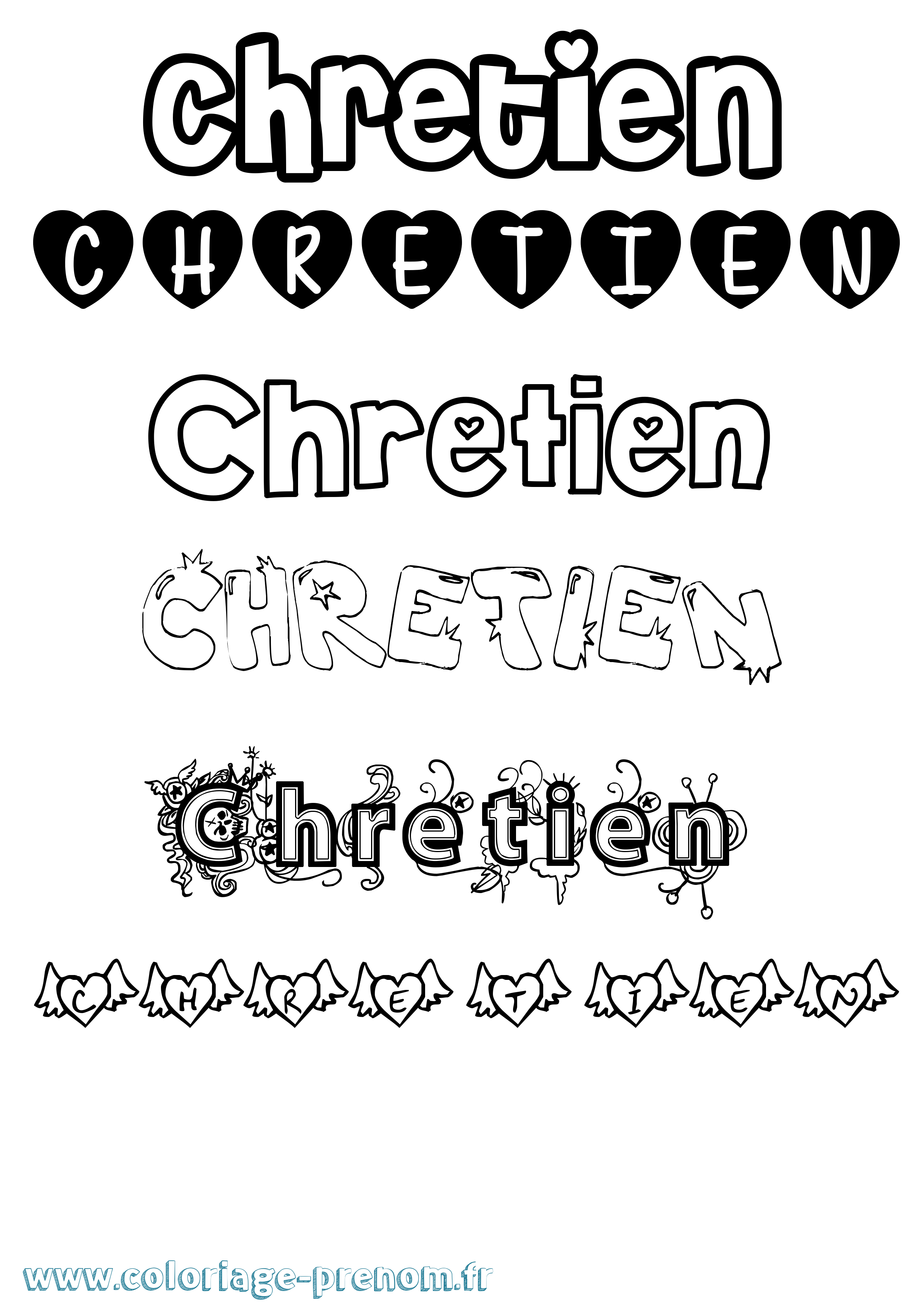 Coloriage Chretien Girly Coloriage prénom Chretien Girly