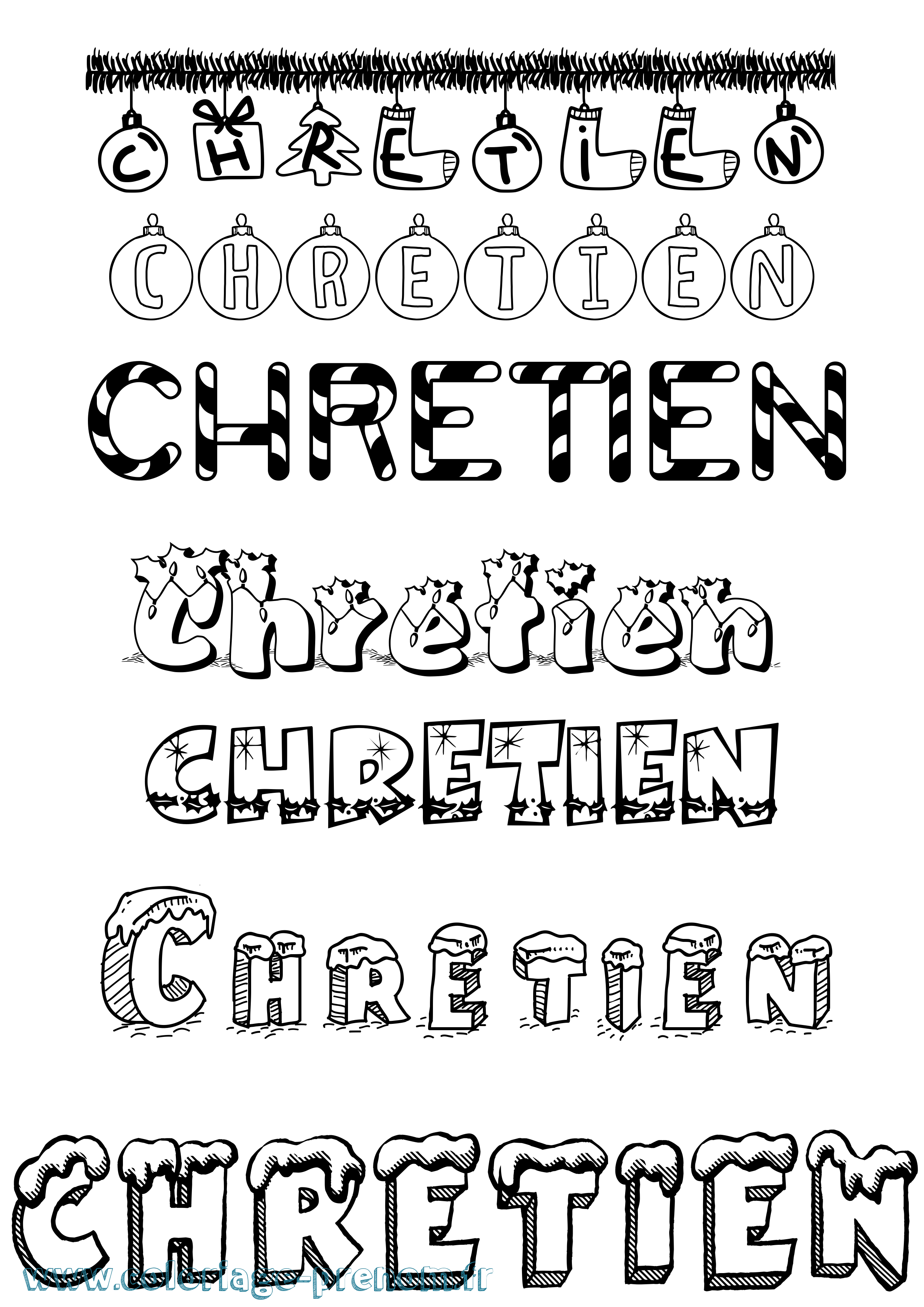 Coloriage Chretien Noël Coloriage prénom Chretien Noël