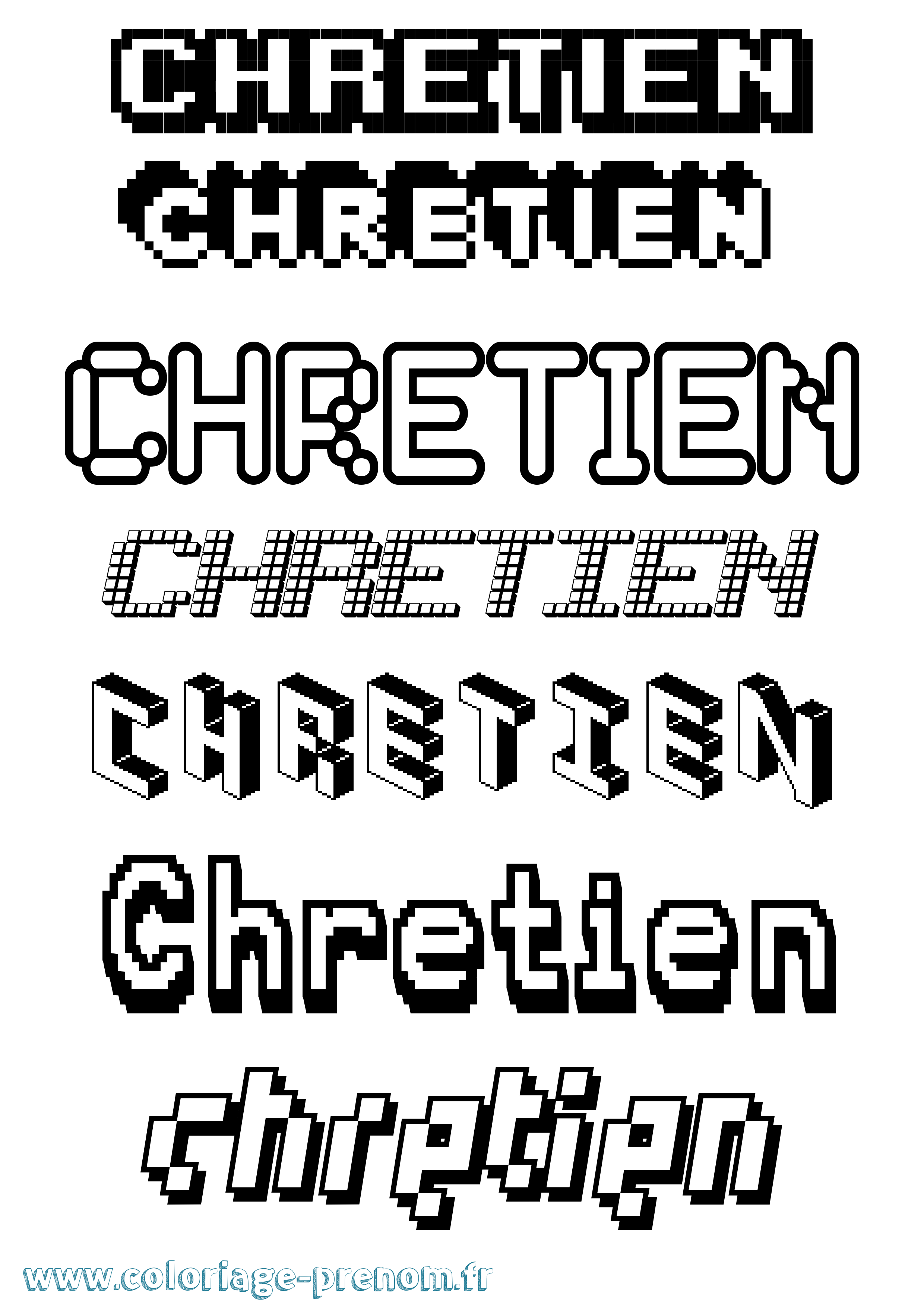 Coloriage Chretien Pixel Coloriage prénom Chretien Pixel