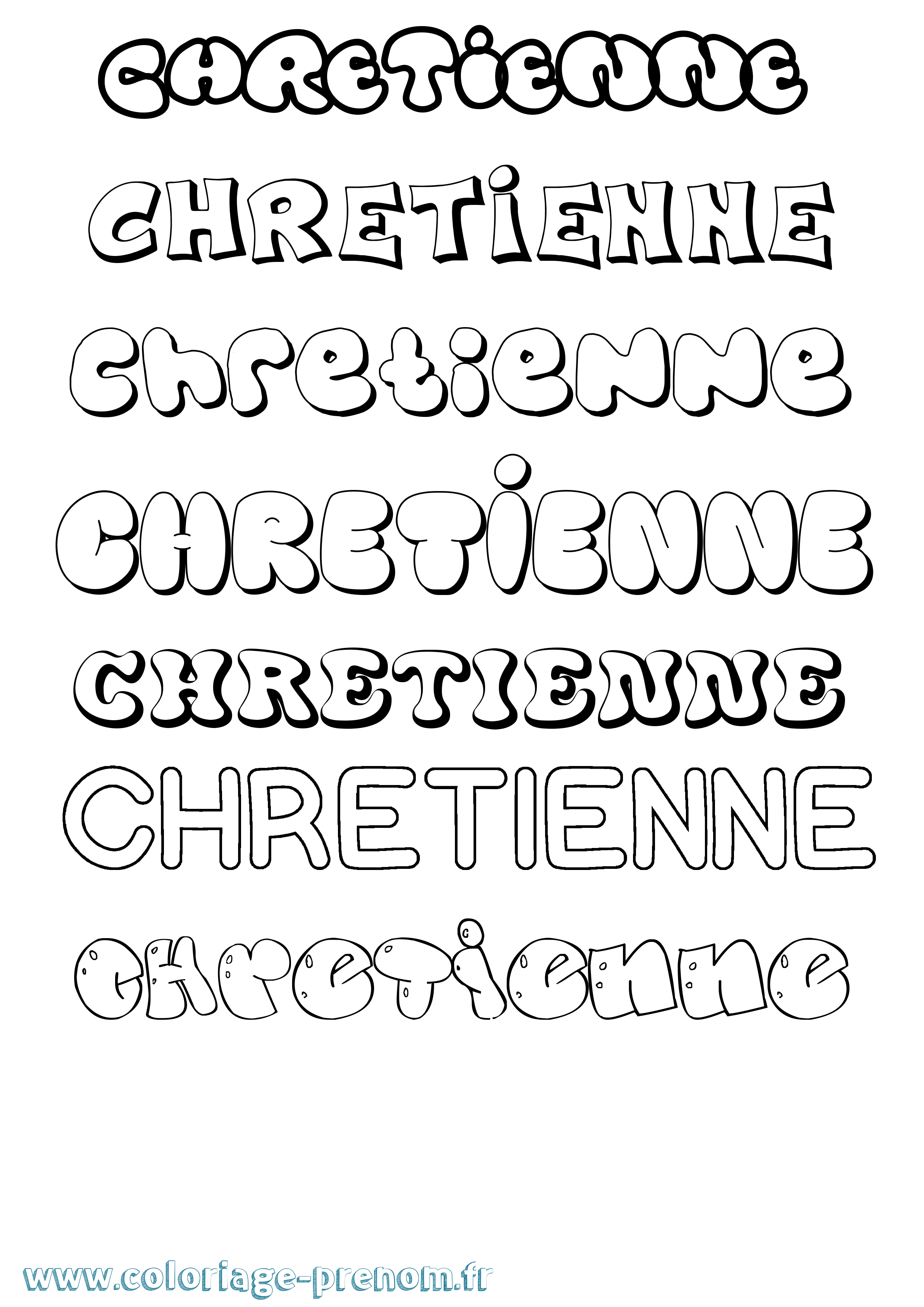 Coloriage Chretienne Bubble Coloriage prénom Chretienne Bubble
