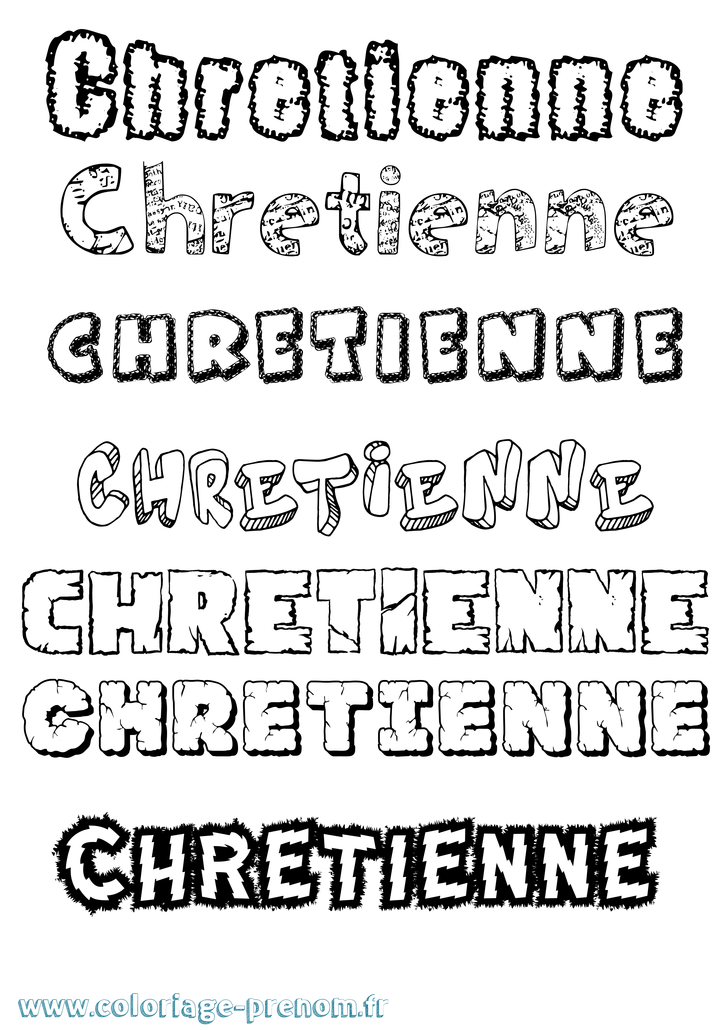Coloriage Chretienne Destructuré Coloriage prénom Chretienne Destructuré
