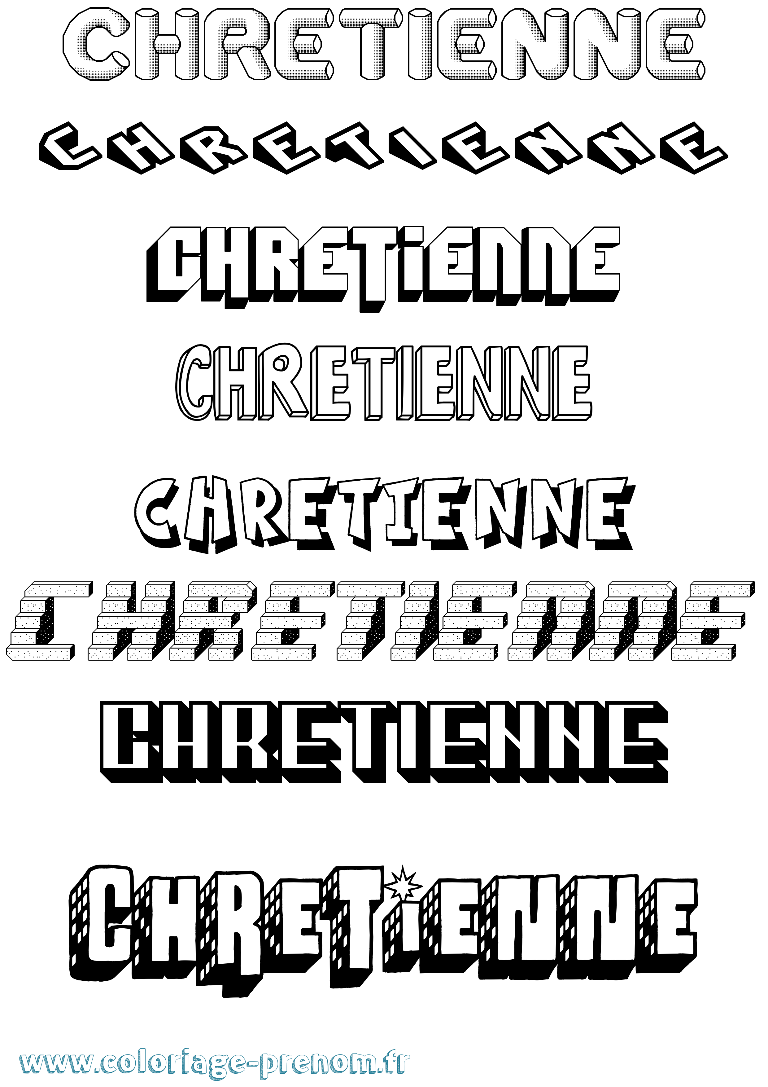 Coloriage Chretienne Effet 3D Coloriage prénom Chretienne Effet 3D