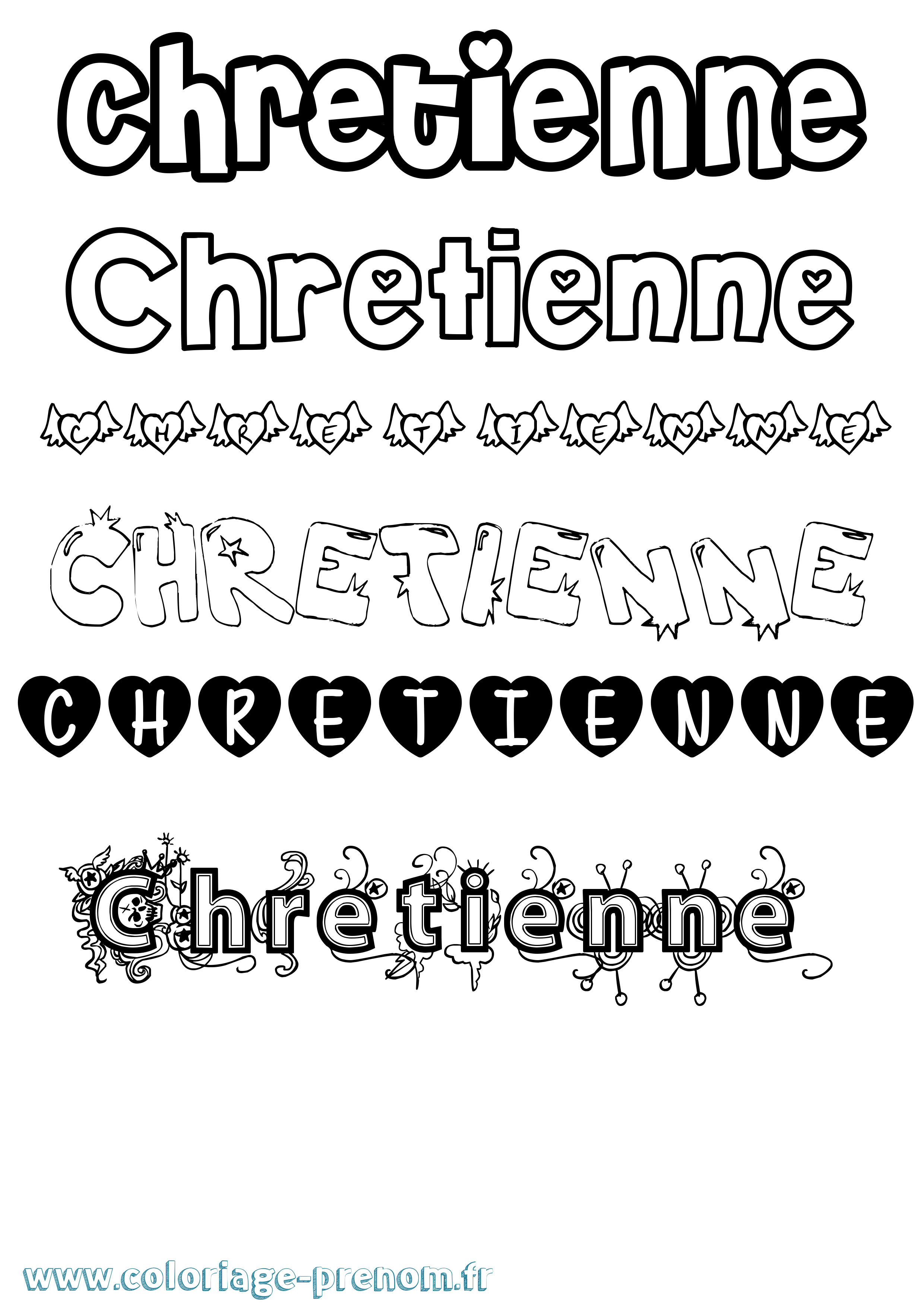 Coloriage Chretienne Girly Coloriage prénom Chretienne Girly