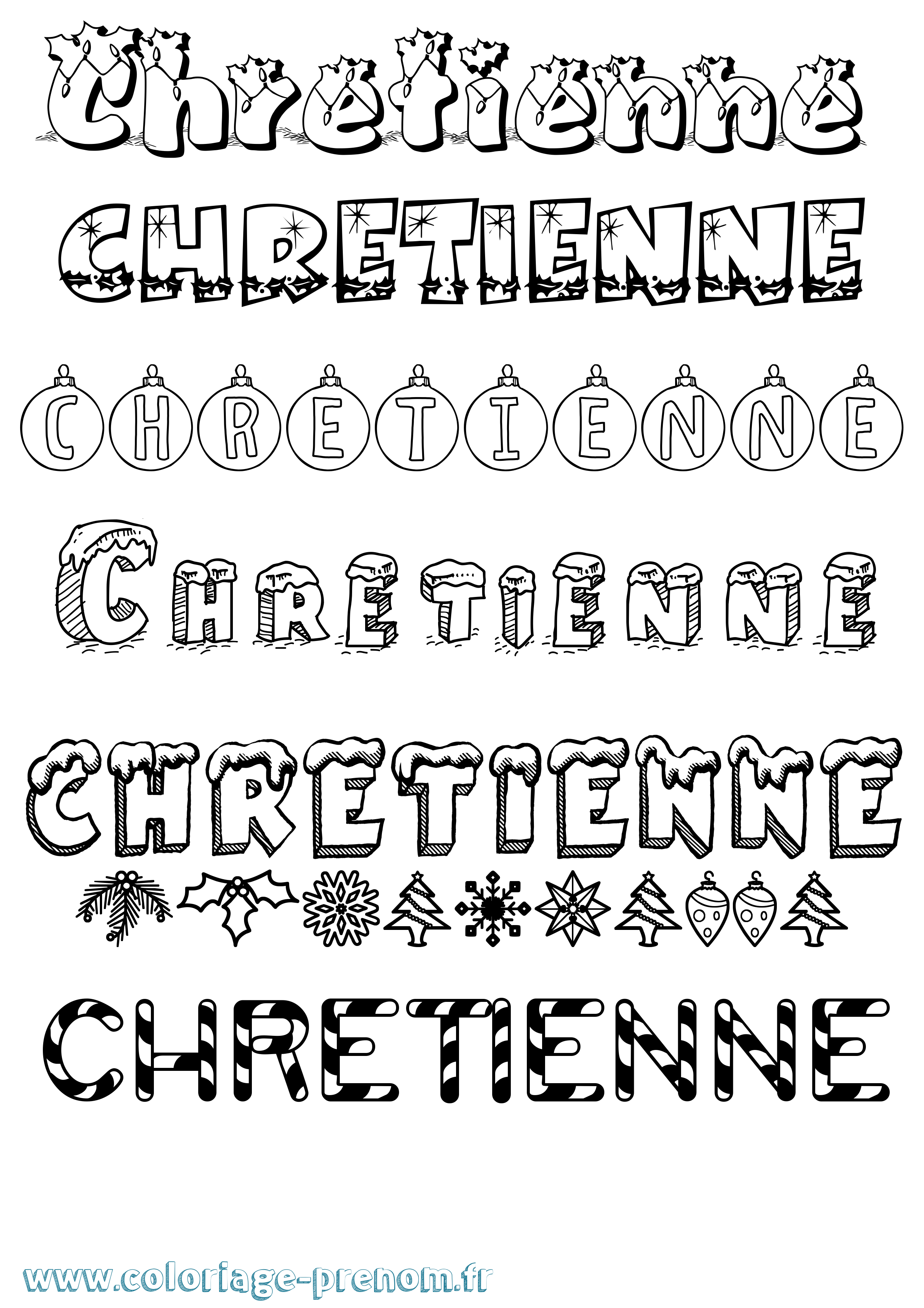 Coloriage Chretienne Noël Coloriage prénom Chretienne Noël