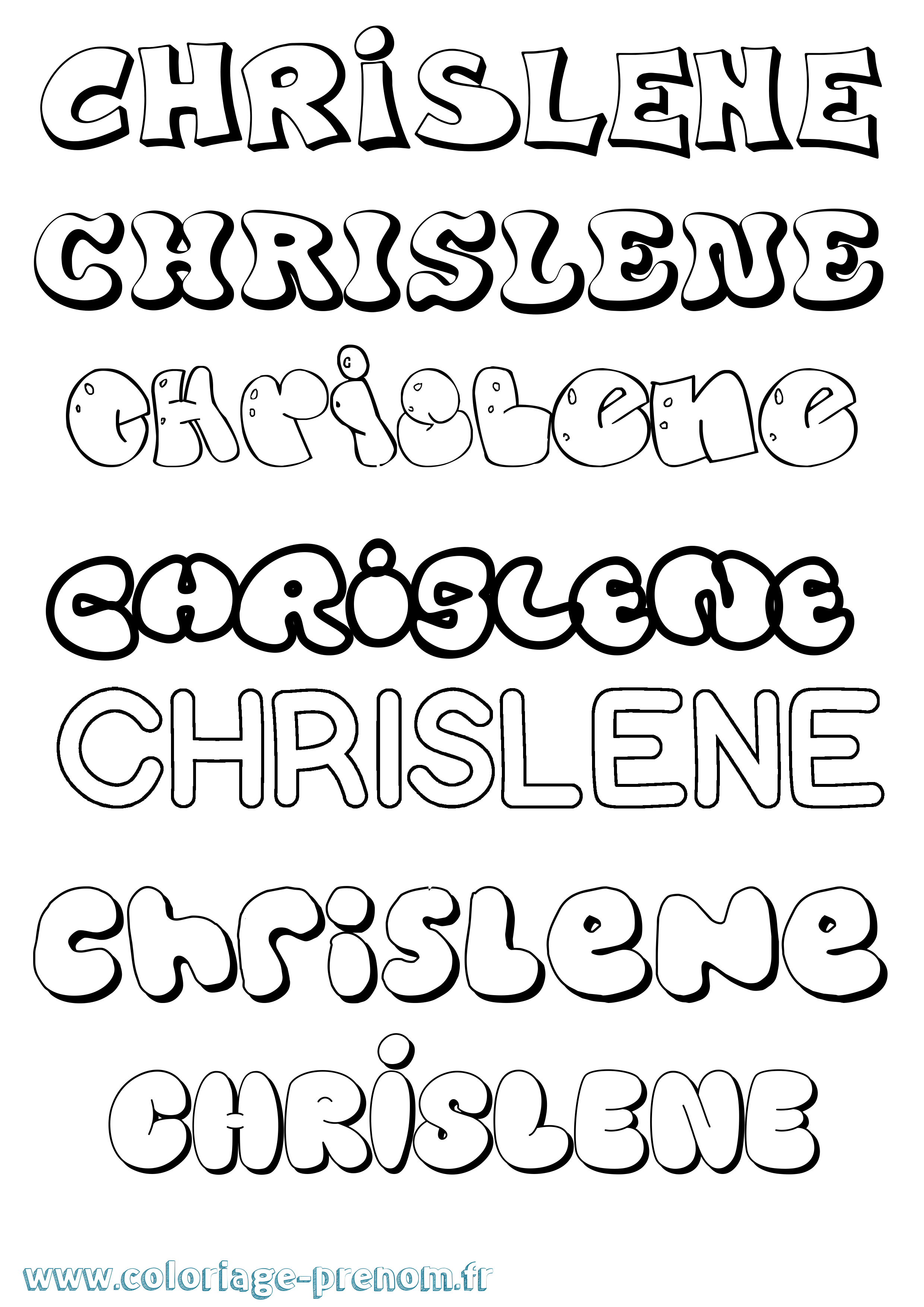 Coloriage Chrislene Bubble Coloriage prénom Chrislene Bubble
