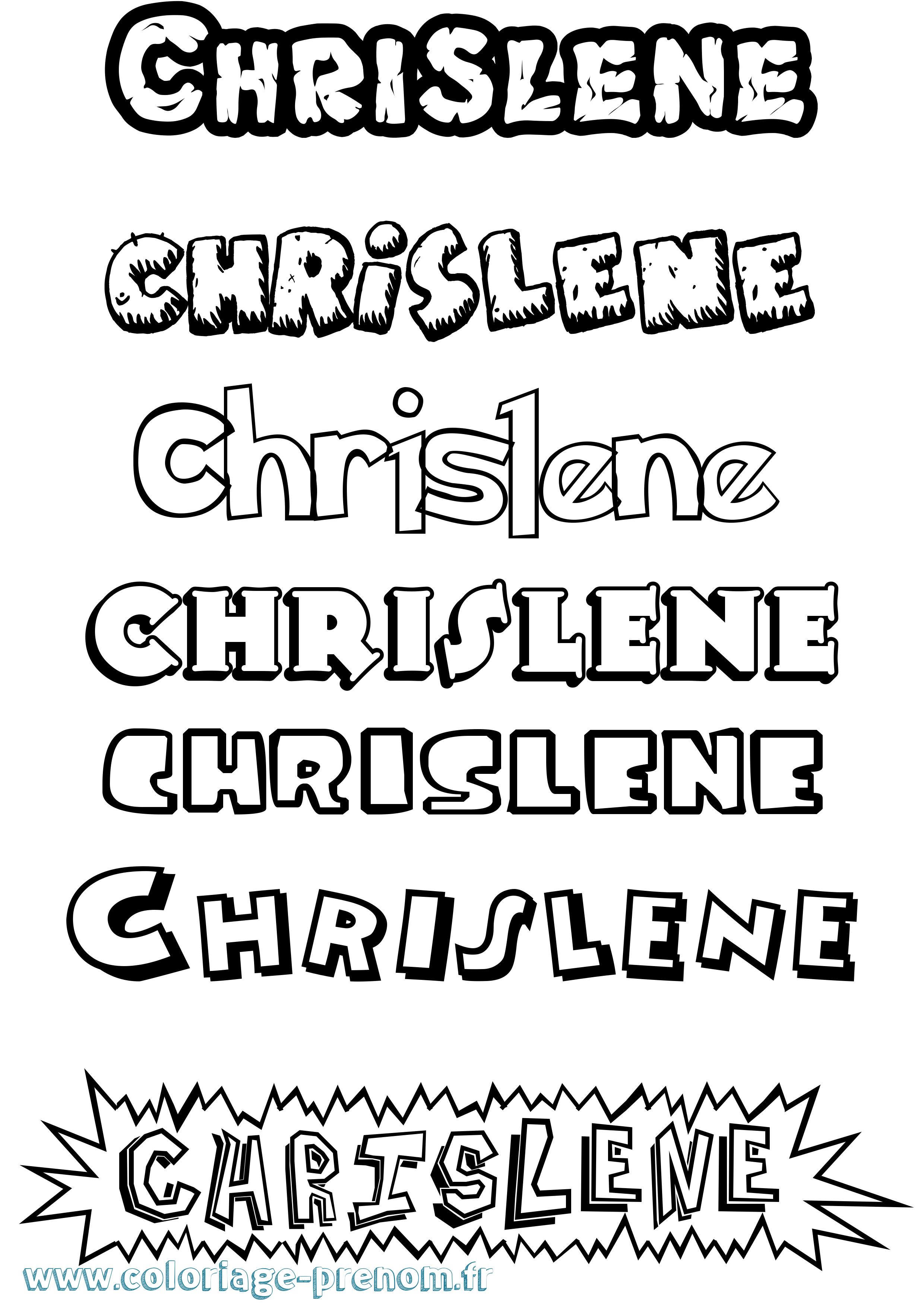 Coloriage Chrislene Dessin Animé Coloriage prénom Chrislene Dessin Animé