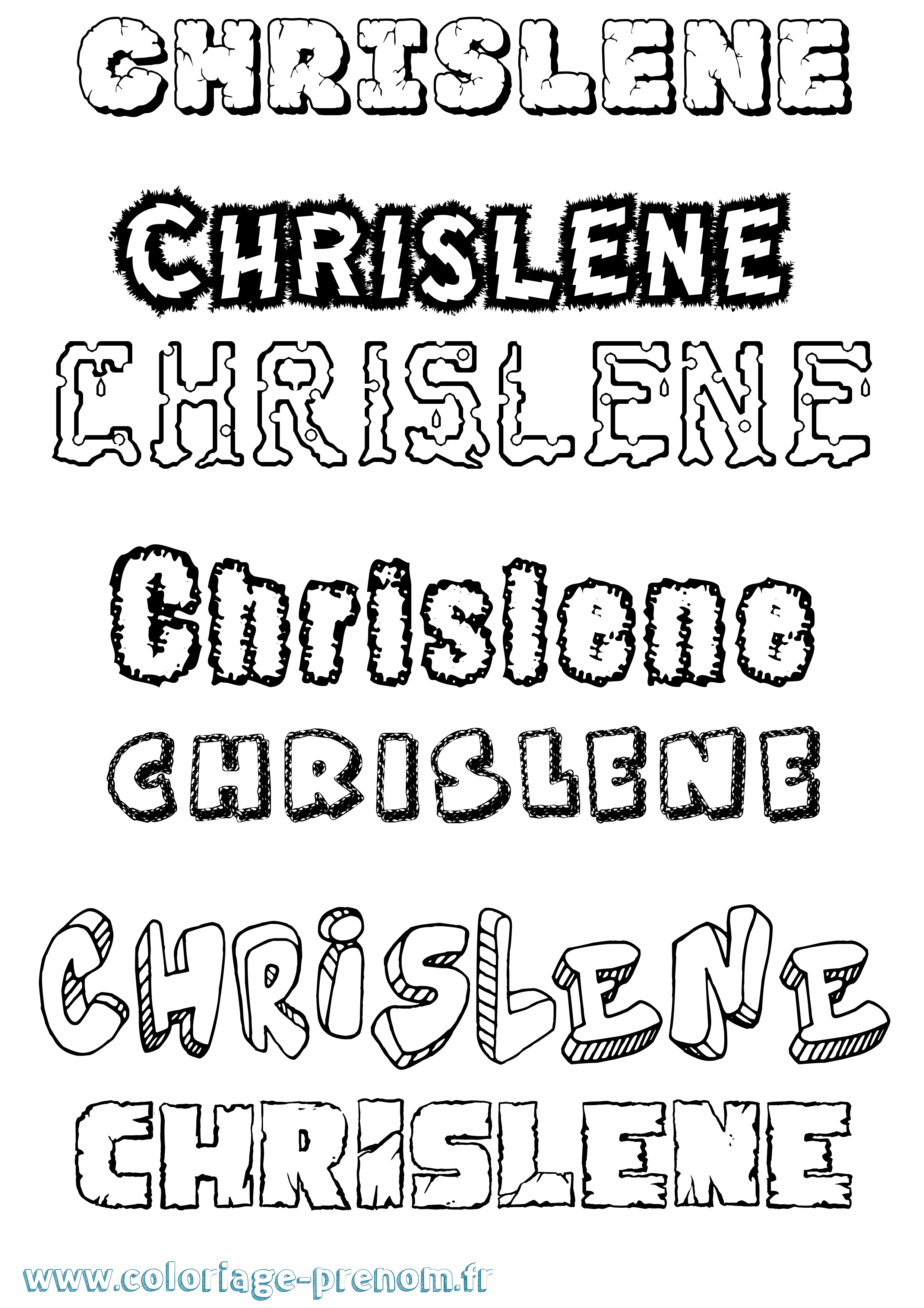 Coloriage Chrislene Destructuré Coloriage prénom Chrislene Destructuré