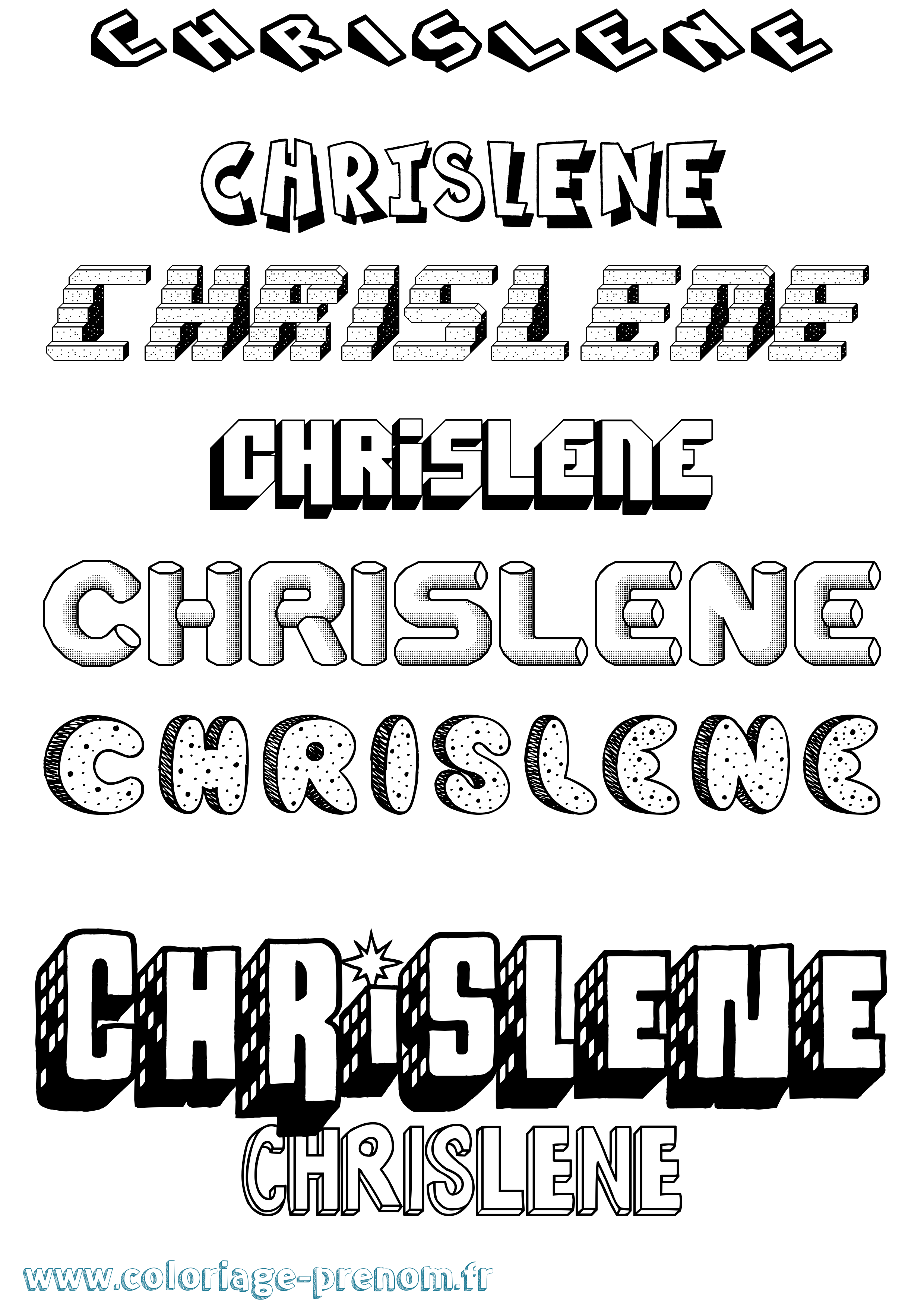 Coloriage Chrislene Effet 3D Coloriage prénom Chrislene Effet 3D