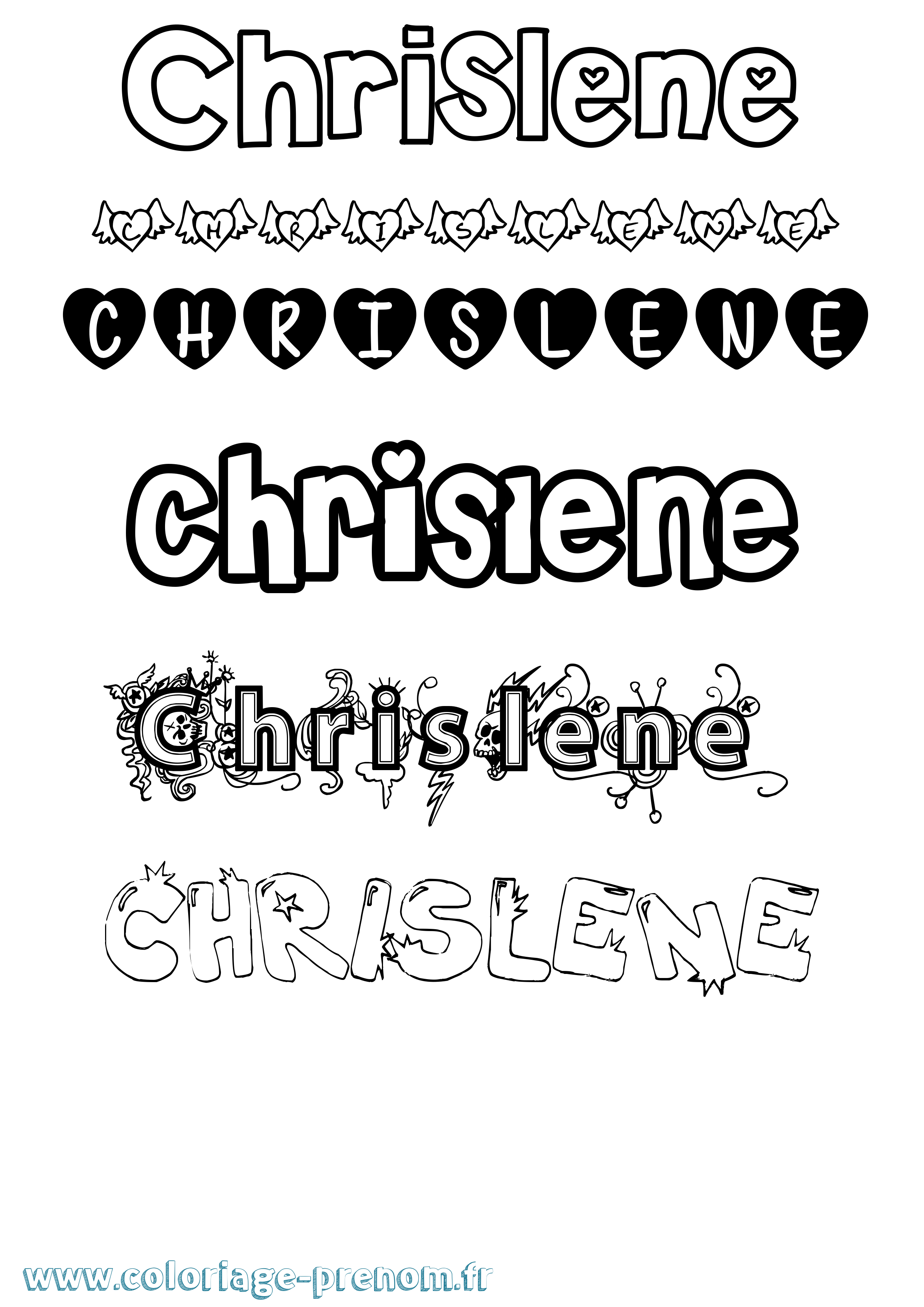 Coloriage Chrislene Girly Coloriage prénom Chrislene Girly