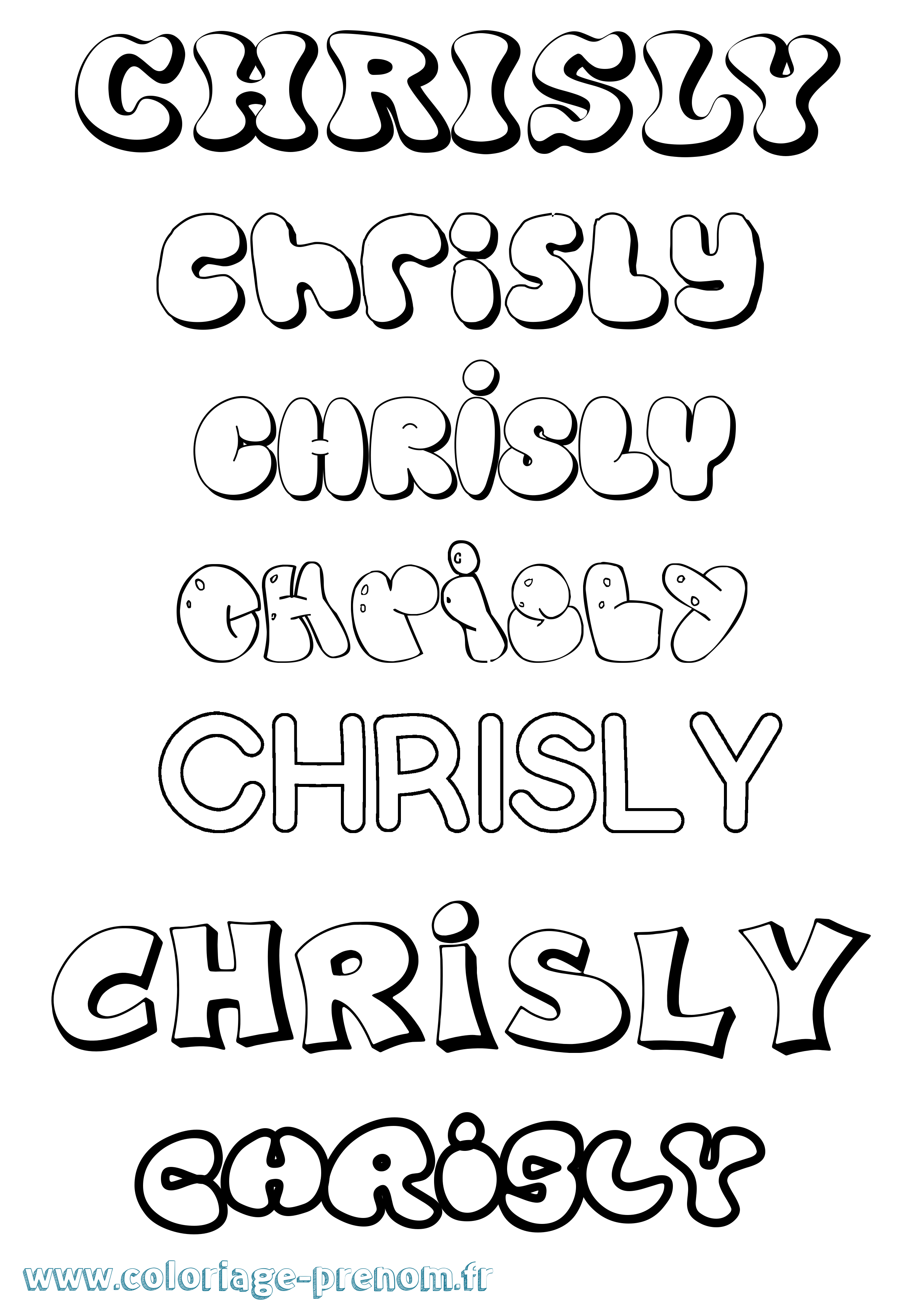 Coloriage Chrisly Bubble Coloriage prénom Chrisly Bubble