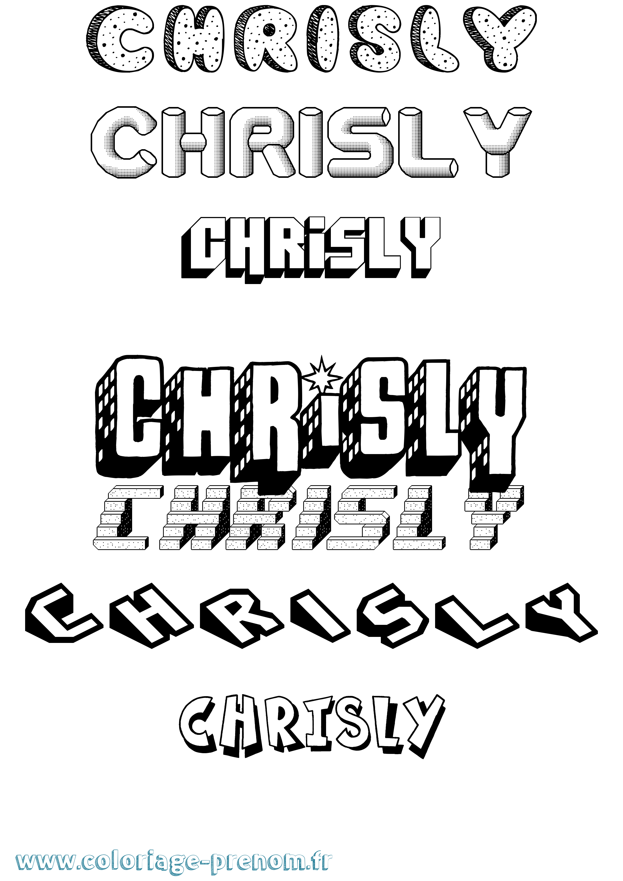 Coloriage Chrisly Effet 3D Coloriage prénom Chrisly Effet 3D