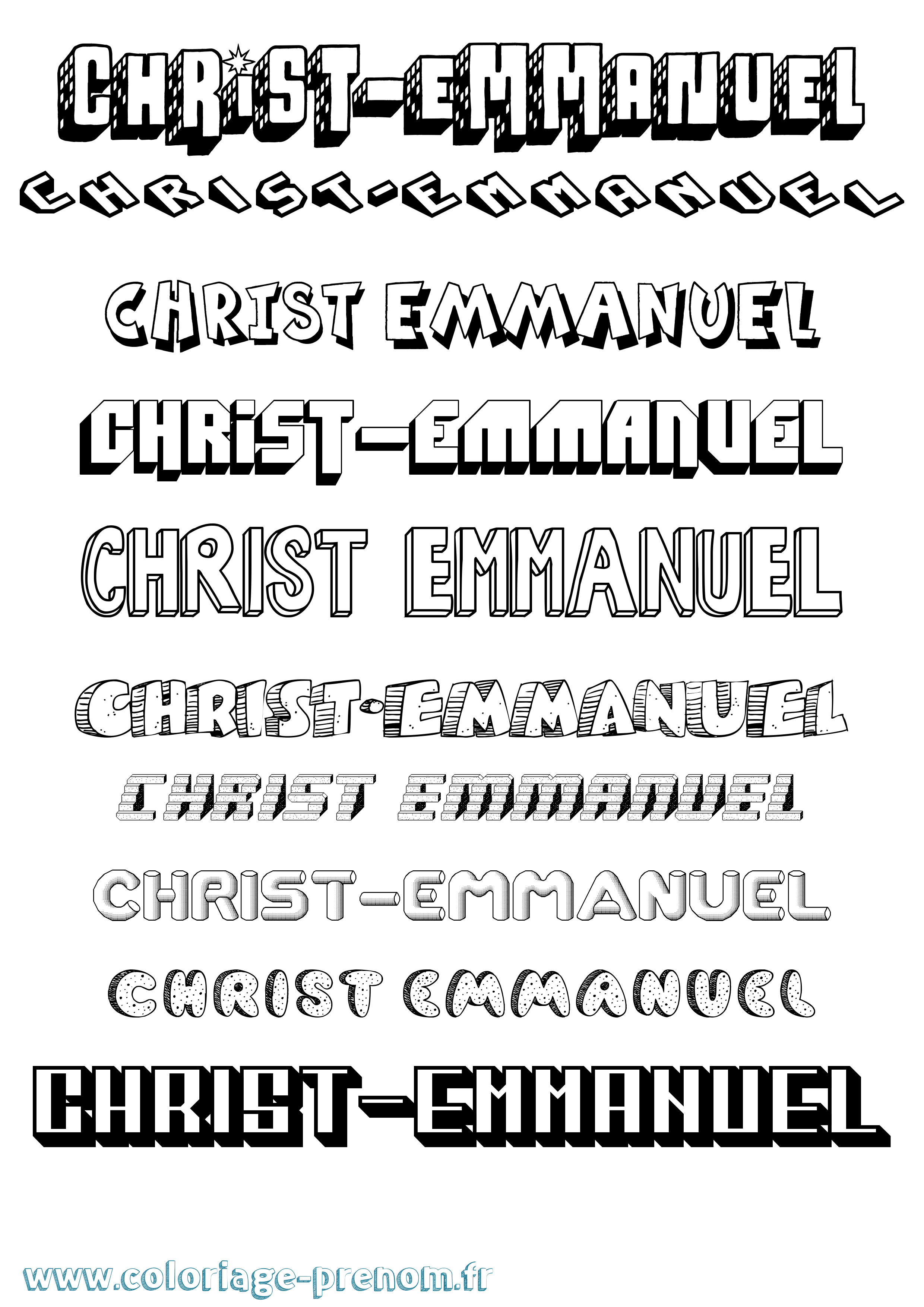 Coloriage Christ-Emmanuel Effet 3D Coloriage prénom Christ-Emmanuel Effet 3D