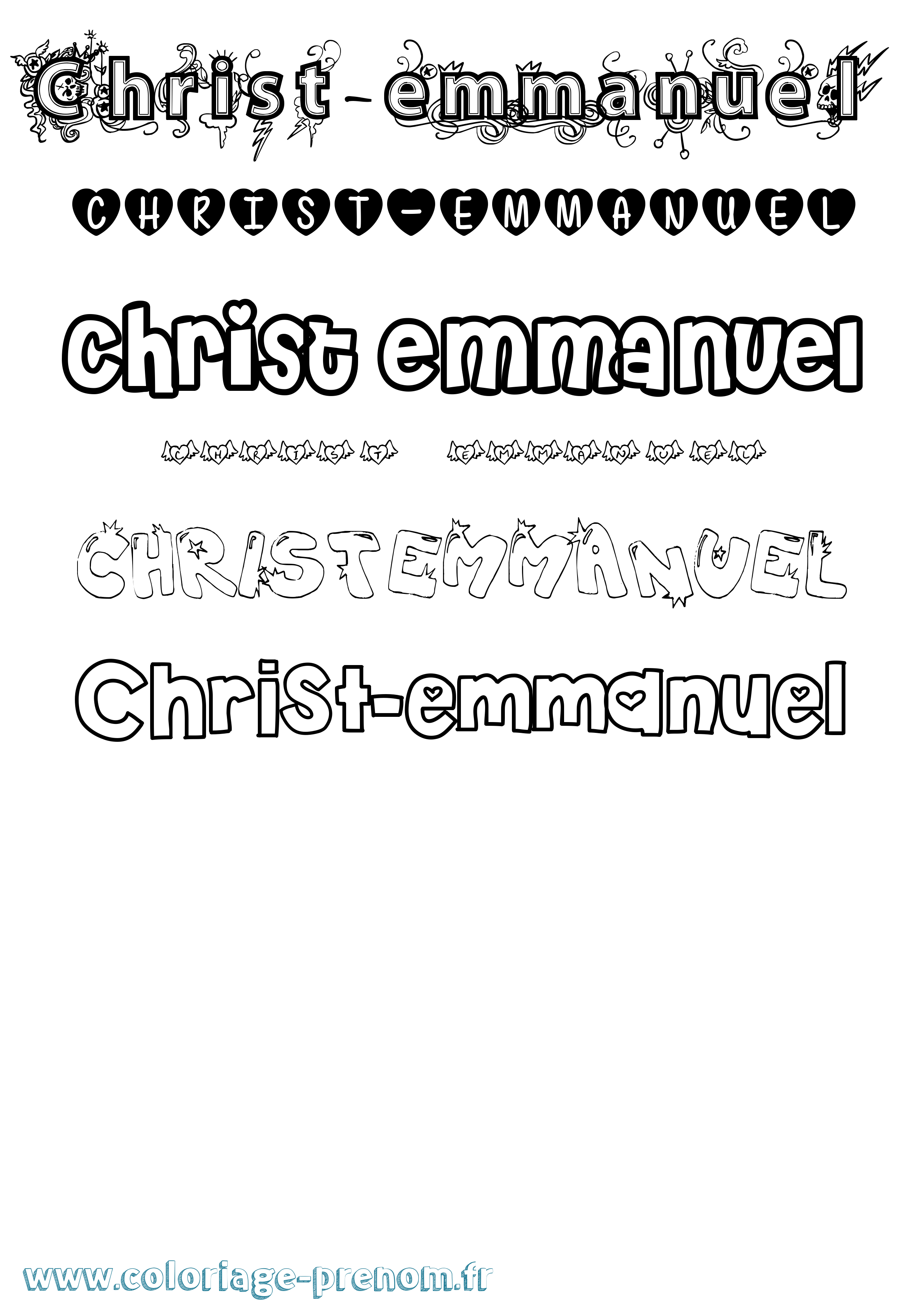 Coloriage Christ-Emmanuel Girly Coloriage prénom Christ-Emmanuel Girly
