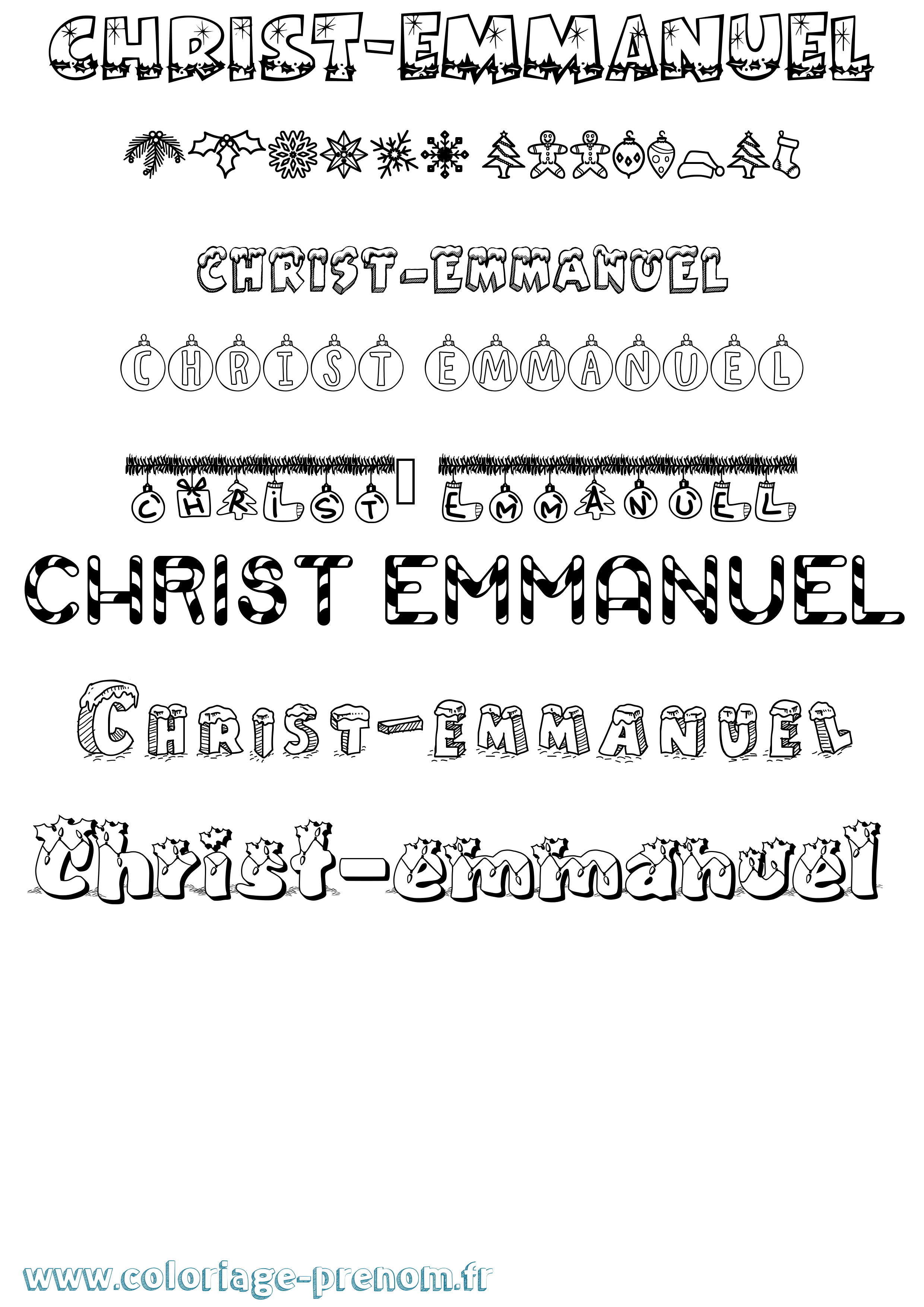 Coloriage Christ-Emmanuel Noël Coloriage prénom Christ-Emmanuel Noël
