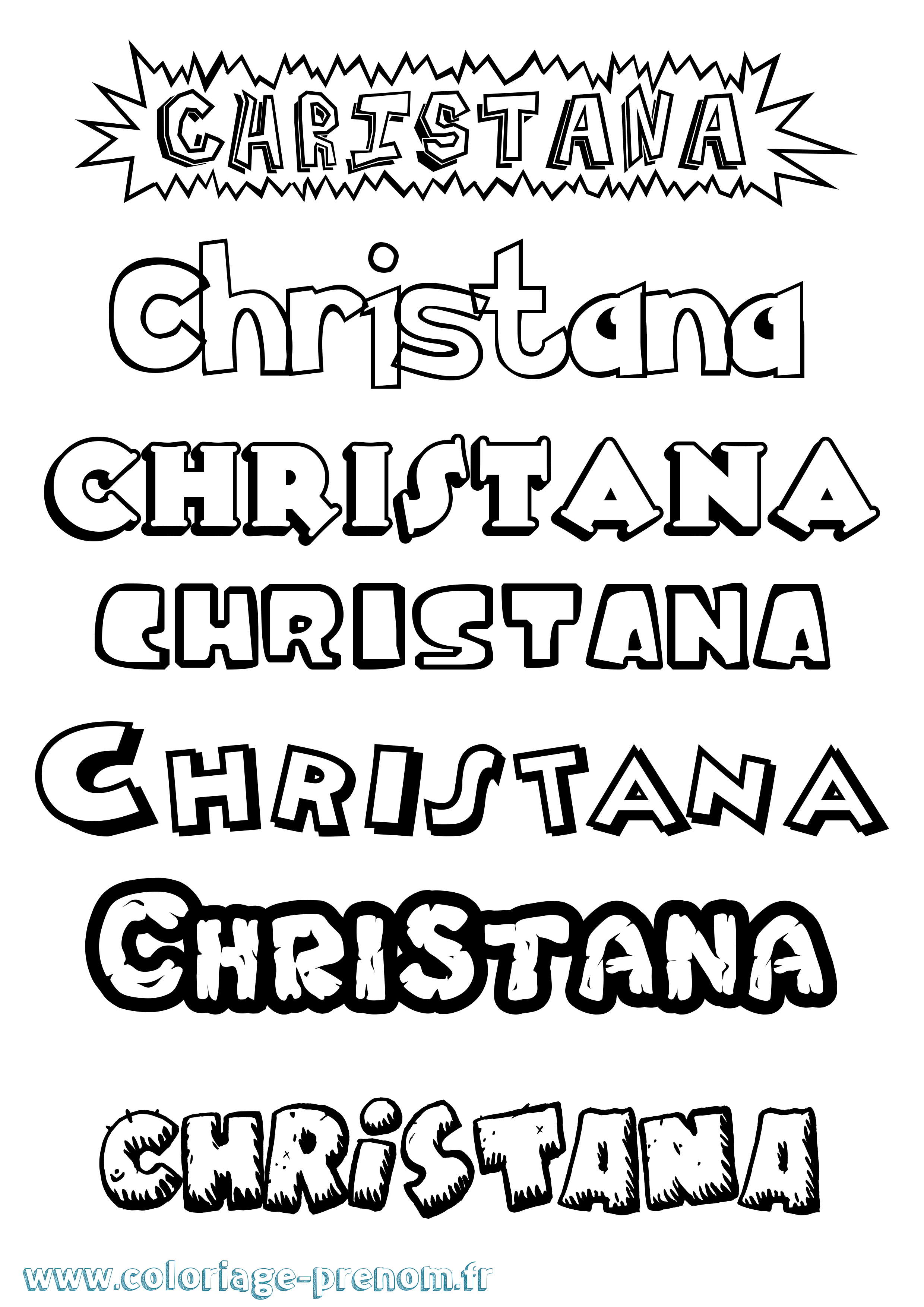 Coloriage Christana Dessin Animé Coloriage prénom Christana Dessin Animé