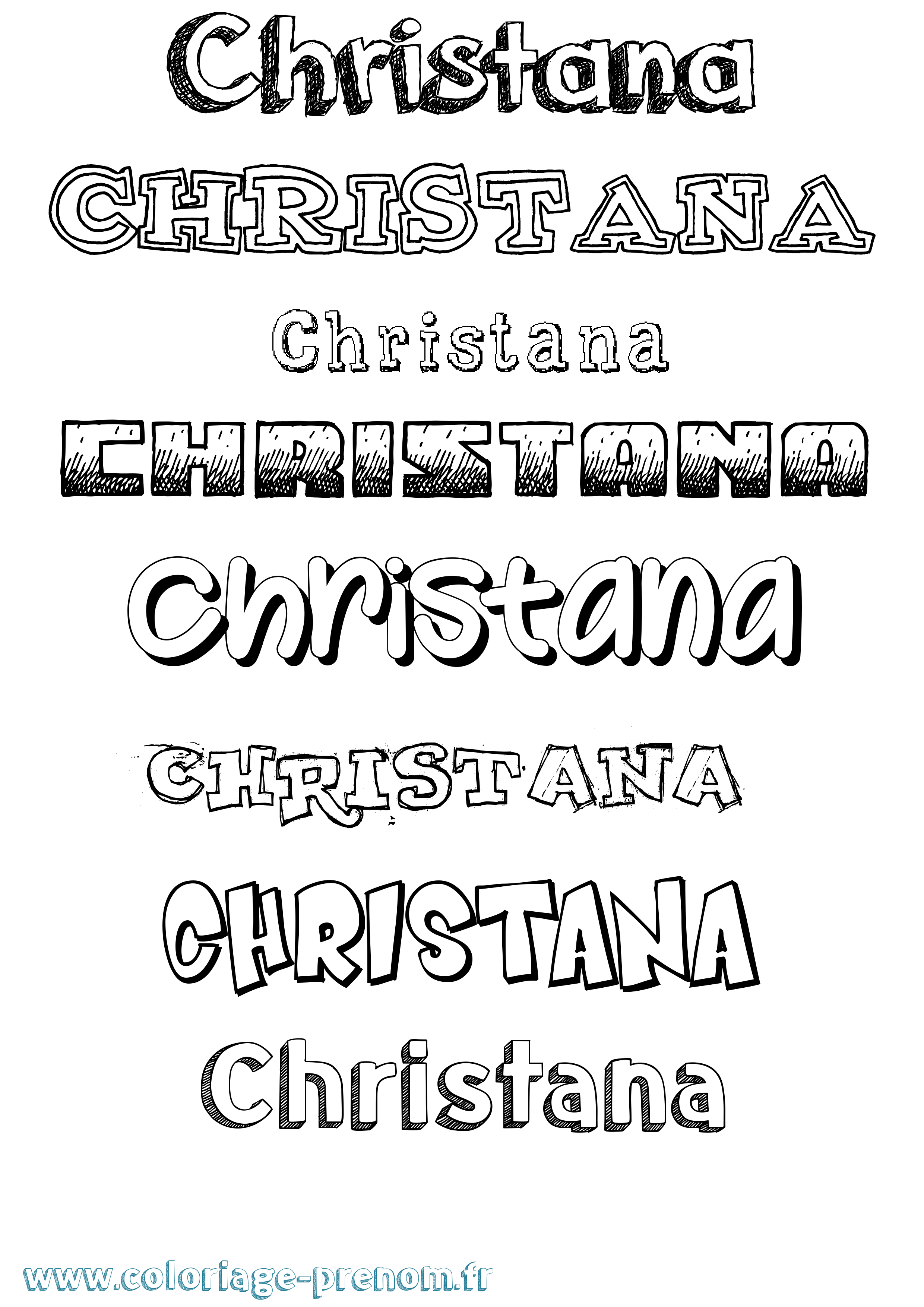 Coloriage Christana Dessiné Coloriage prénom Christana Dessiné