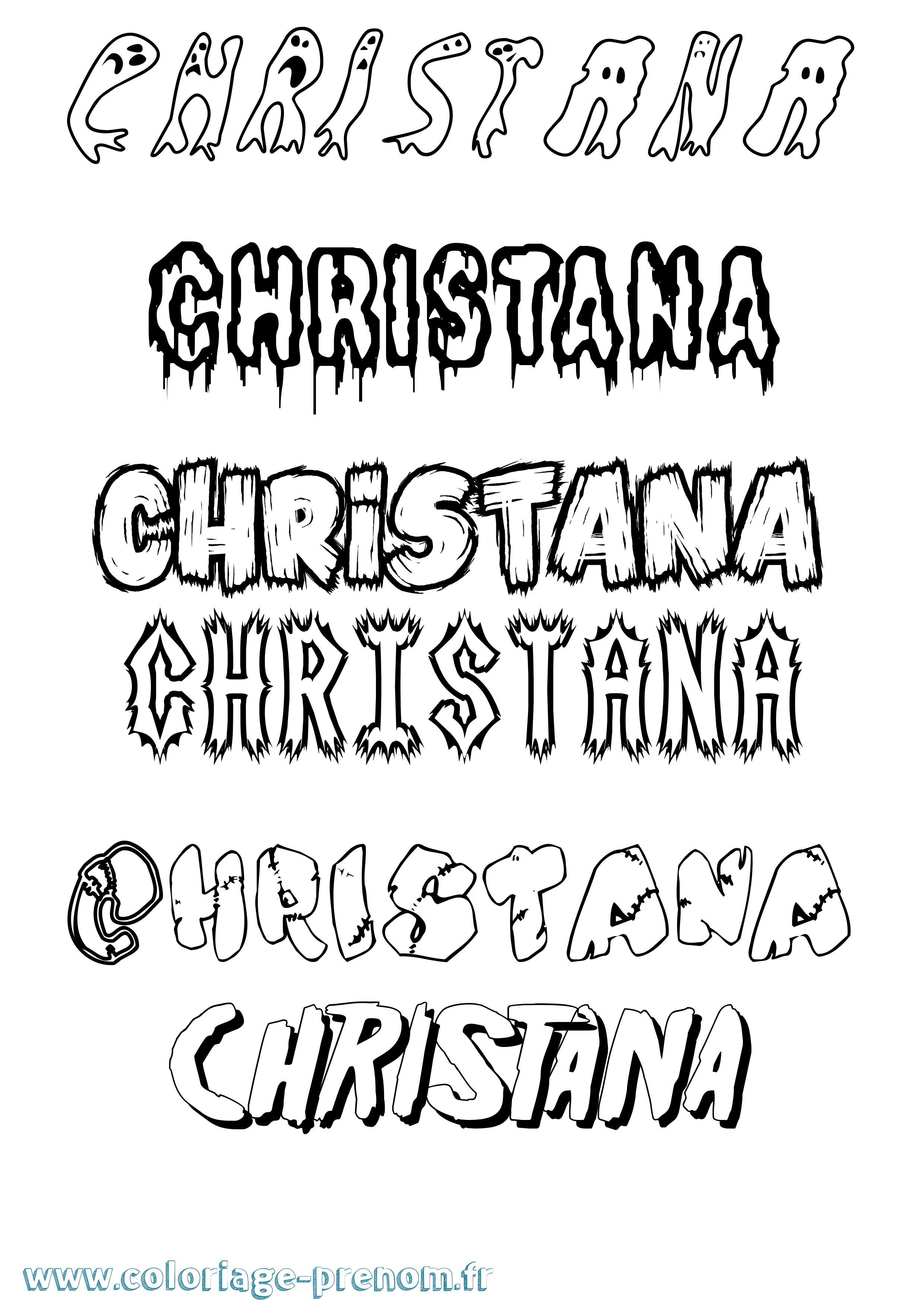 Coloriage Christana Frisson Coloriage prénom Christana Frisson